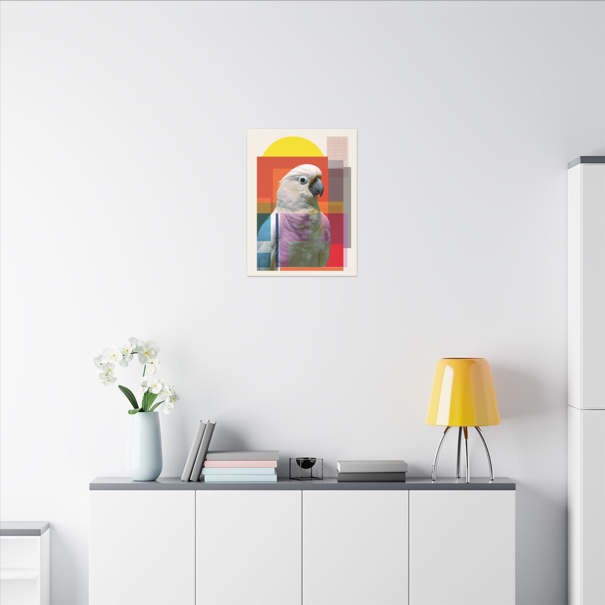 Geometric Cockatoo: Bold Abstract Wildlife Art, Contemporary Avian Print   |    Custom Orders Available