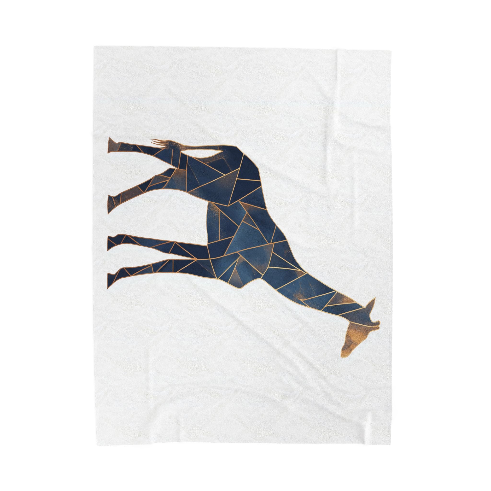 Mosaic Giraffe Quilt: Geometric Wildlife, Modern Blue Triangular Design, Contemporary Digital Illustration   |  Personalized & Custom Orders
