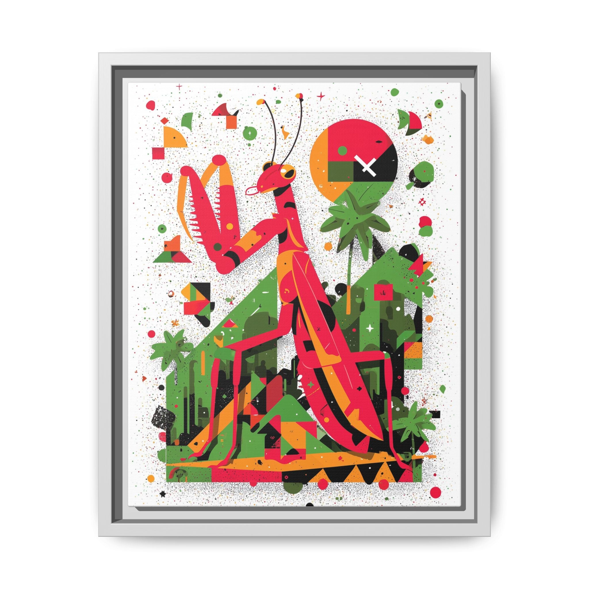 Praying Mantis Framed Print Geometric : Abstract Modernist Insect Art, Graphic Design Composition   |   Custom Orders Available