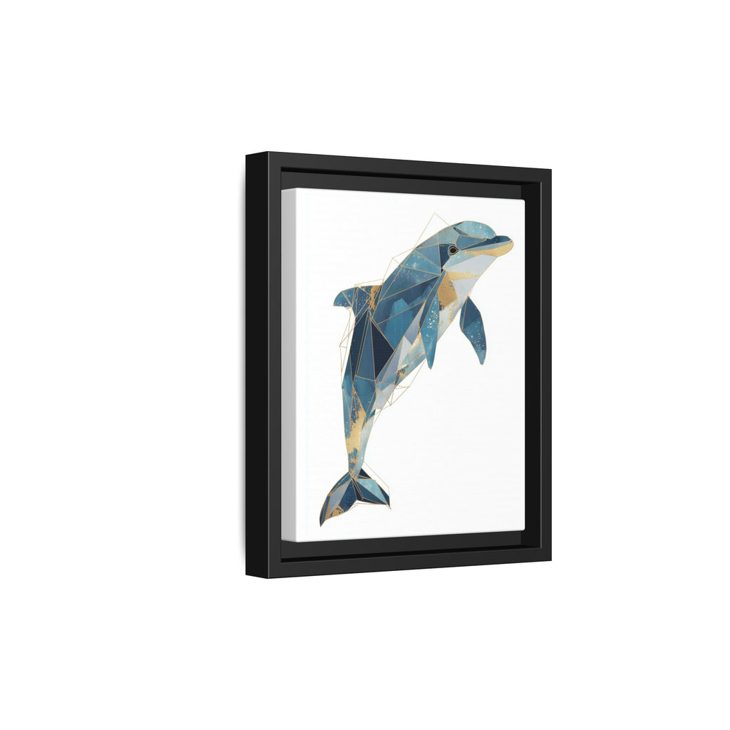 Crystalline Dolphin Framed Print : Geometric Marine Mosaic, Fractalized Blue Abstract   |  Personalized & Custom Orders Available