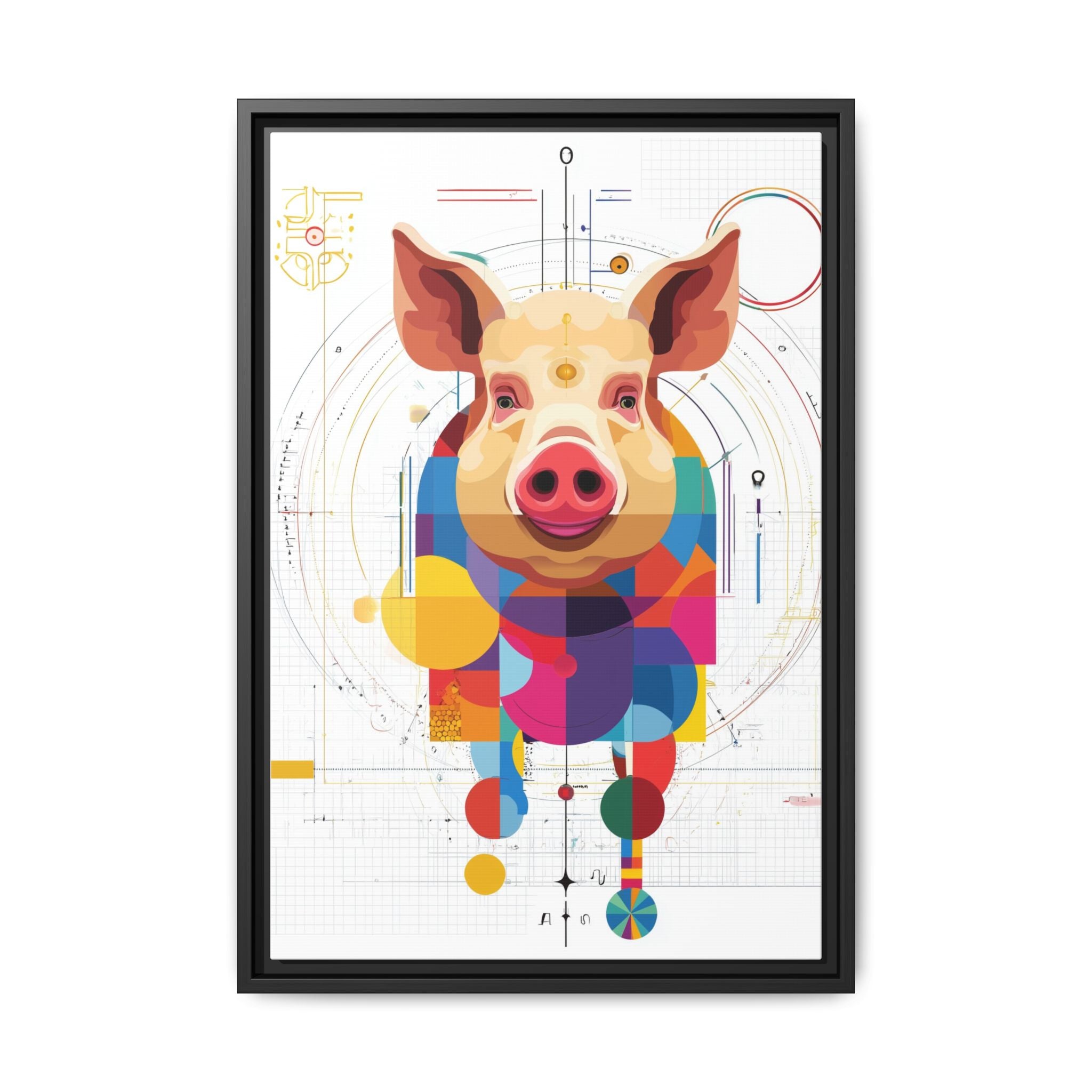 Geometric Pig: Digital Cubist Portrait, Mathematical Animal Abstraction   |    Custom Orders Available