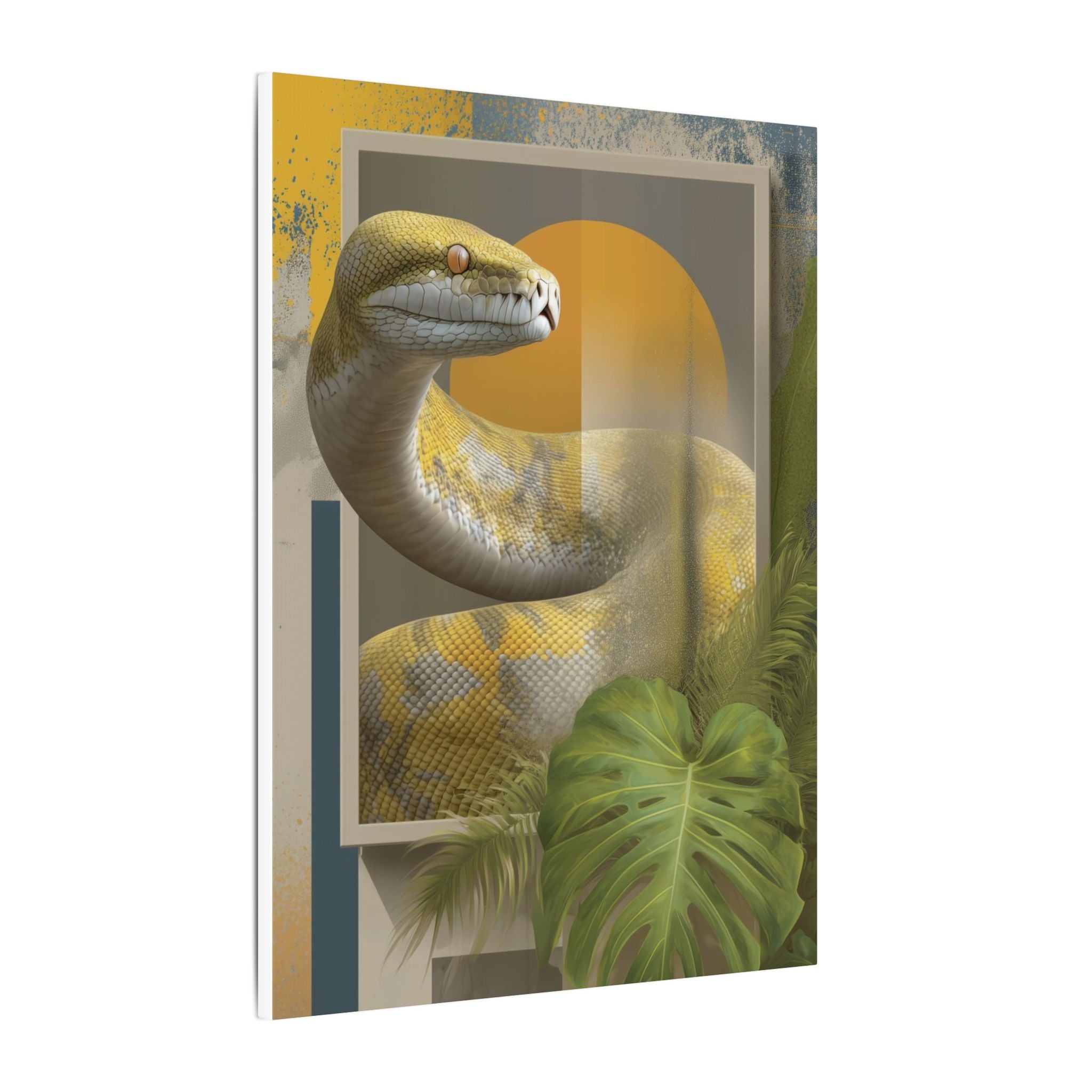 Serpent's Geometric Symphony: Tropical Python Illustration, Modern Graphic Design   |    Custom Orders Available