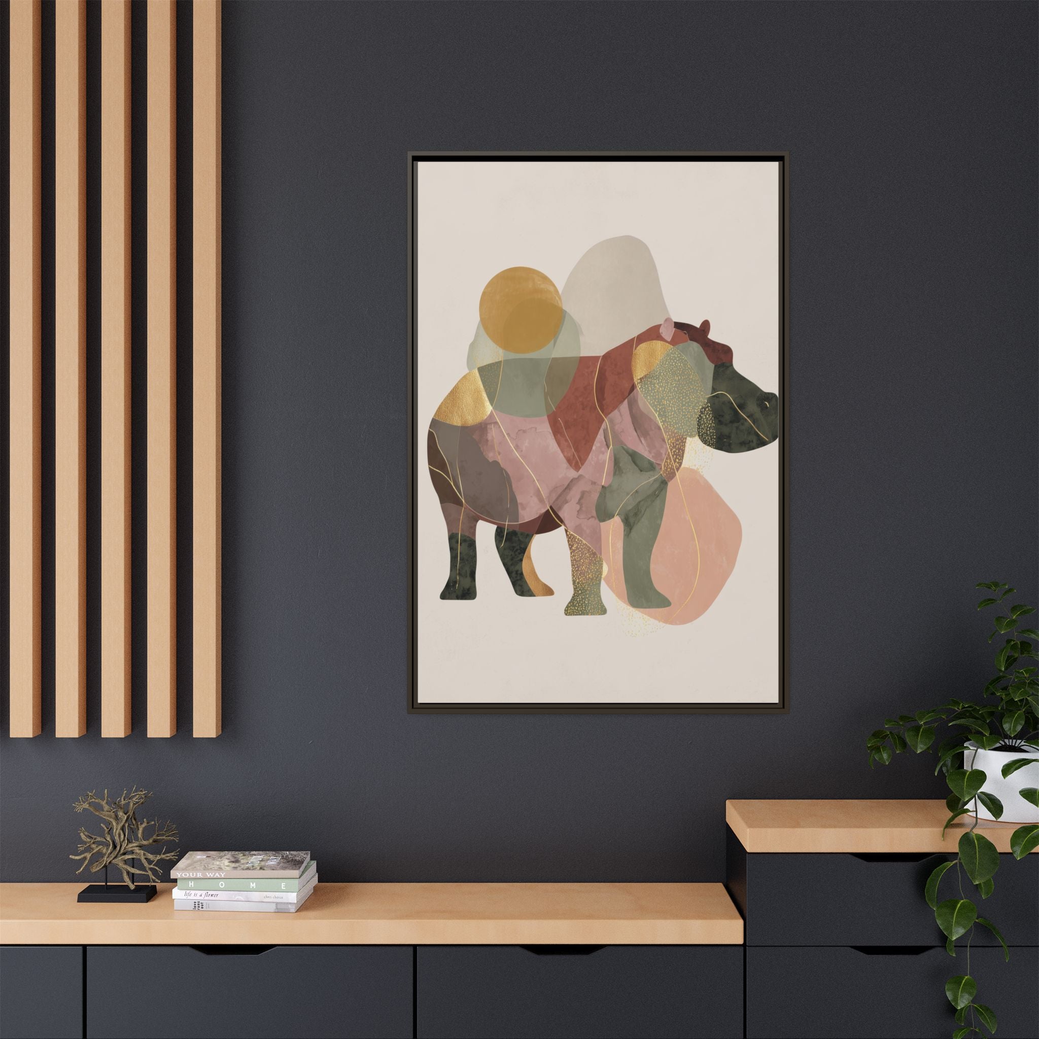 Fragmented Hippopotamus: Geometric Abstract Art, Minimalist Animal Portrait   |  Personalized & Custom Orders Available