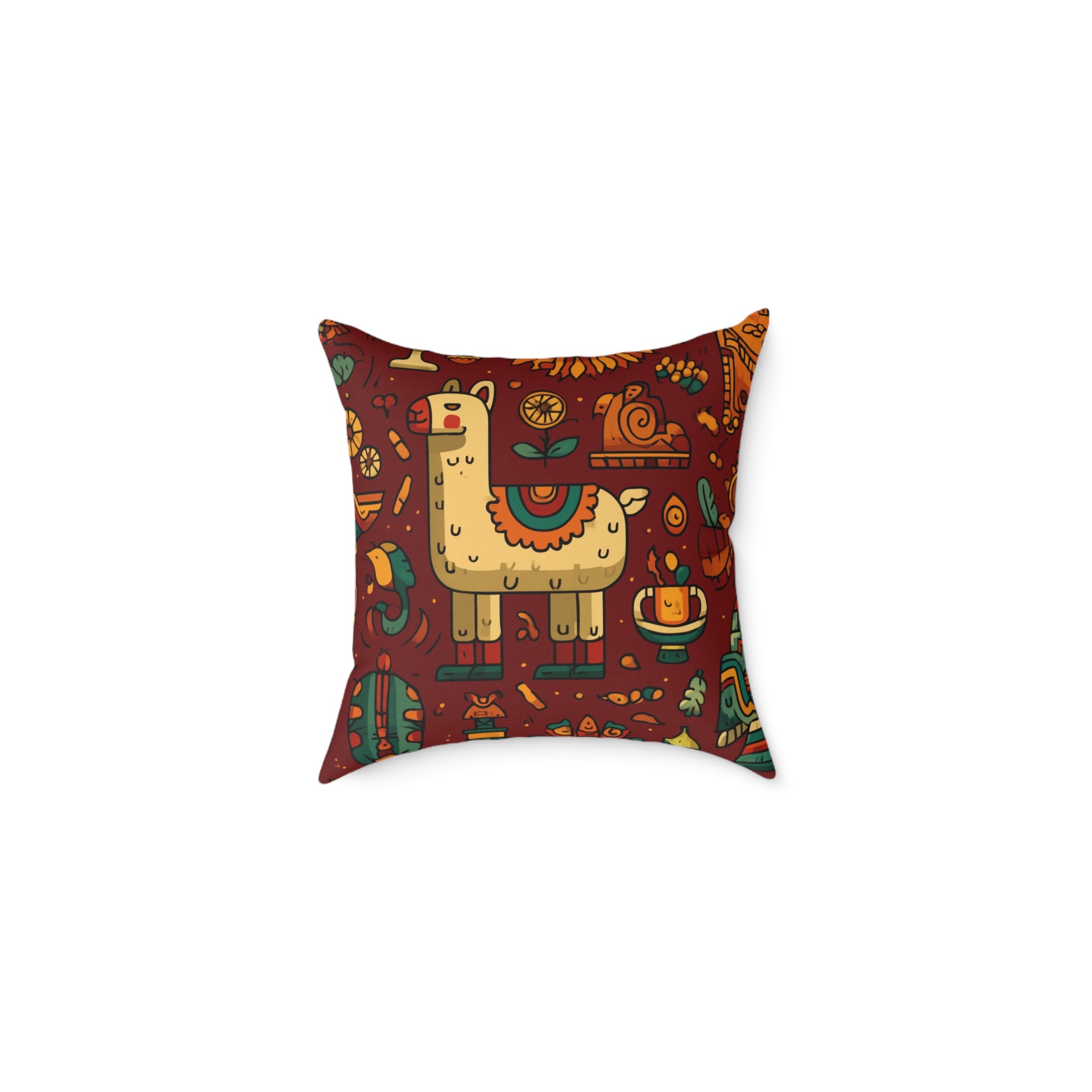 Colorful Llama Pillow, Boho Decor, Cute Animal Cushion, Fun Home Accent, Gift for Kids, Birthday or Housewarming, Peruvian Incan Art
