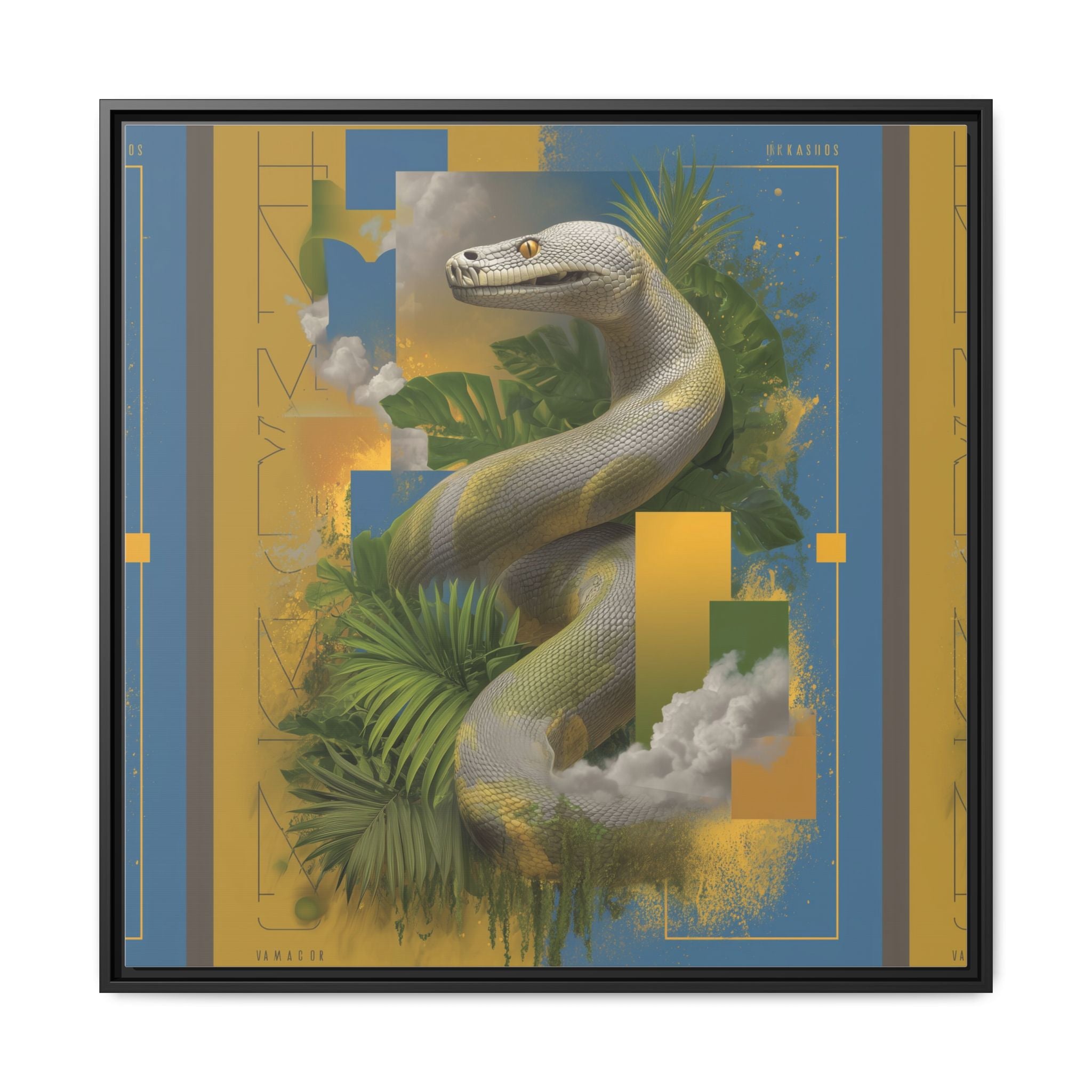 Serpent's Geometry: Tropical Jungle Fusion, Digital Surrealist Composition   |  Personalized & Custom Orders Available