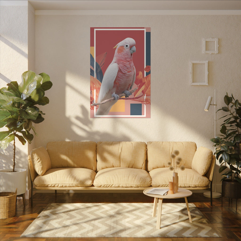 Pink Cockatoo in Geometric Harmony: Australian Wildlife Art, Modern Graphic Design   |    Custom Orders Available