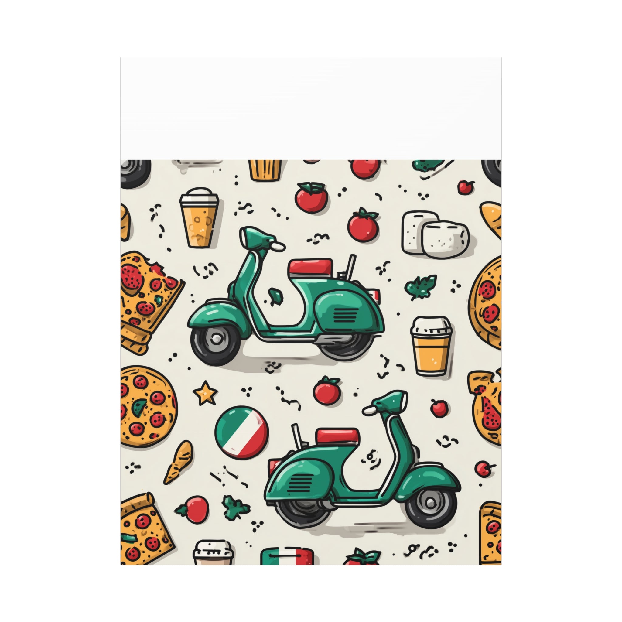 Vibrant Travel Nostalgia Canvas Art, Scooter Decor, Foodie Wall Art, Fun Home Decor, Gift for Adventurers, Kitchen Wall Hanging