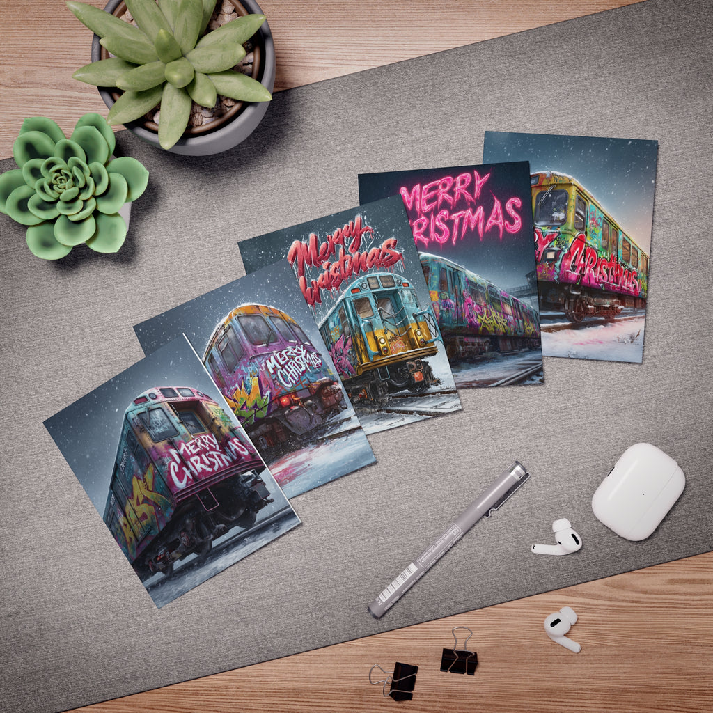 Christmas Graffiti Train Greeting Cards (5-Pack)