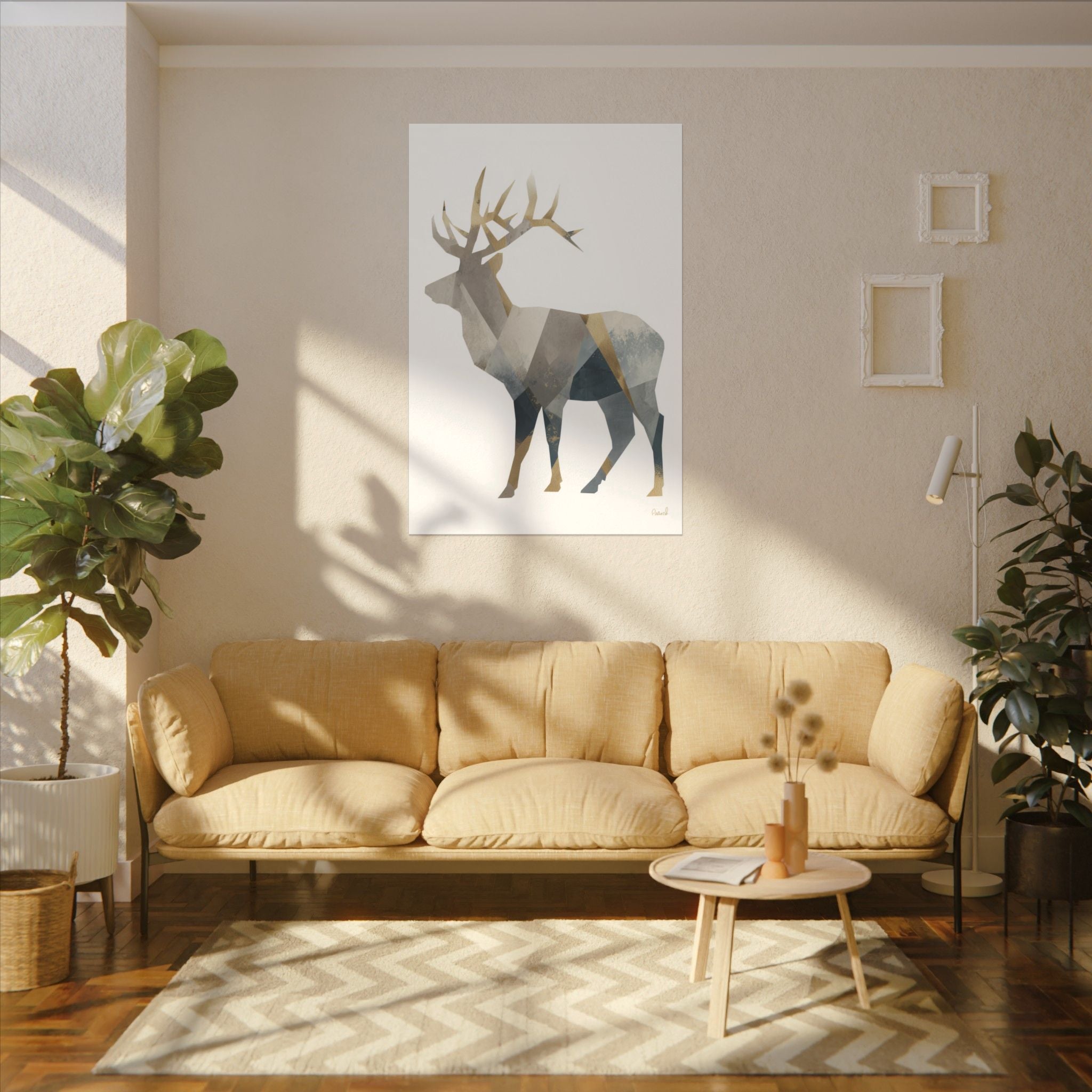 Geometric Stag: Modern Wildlife Art, Digital Graphic Design, Abstract Deer Portrait   |  Personalized & Custom Orders Available