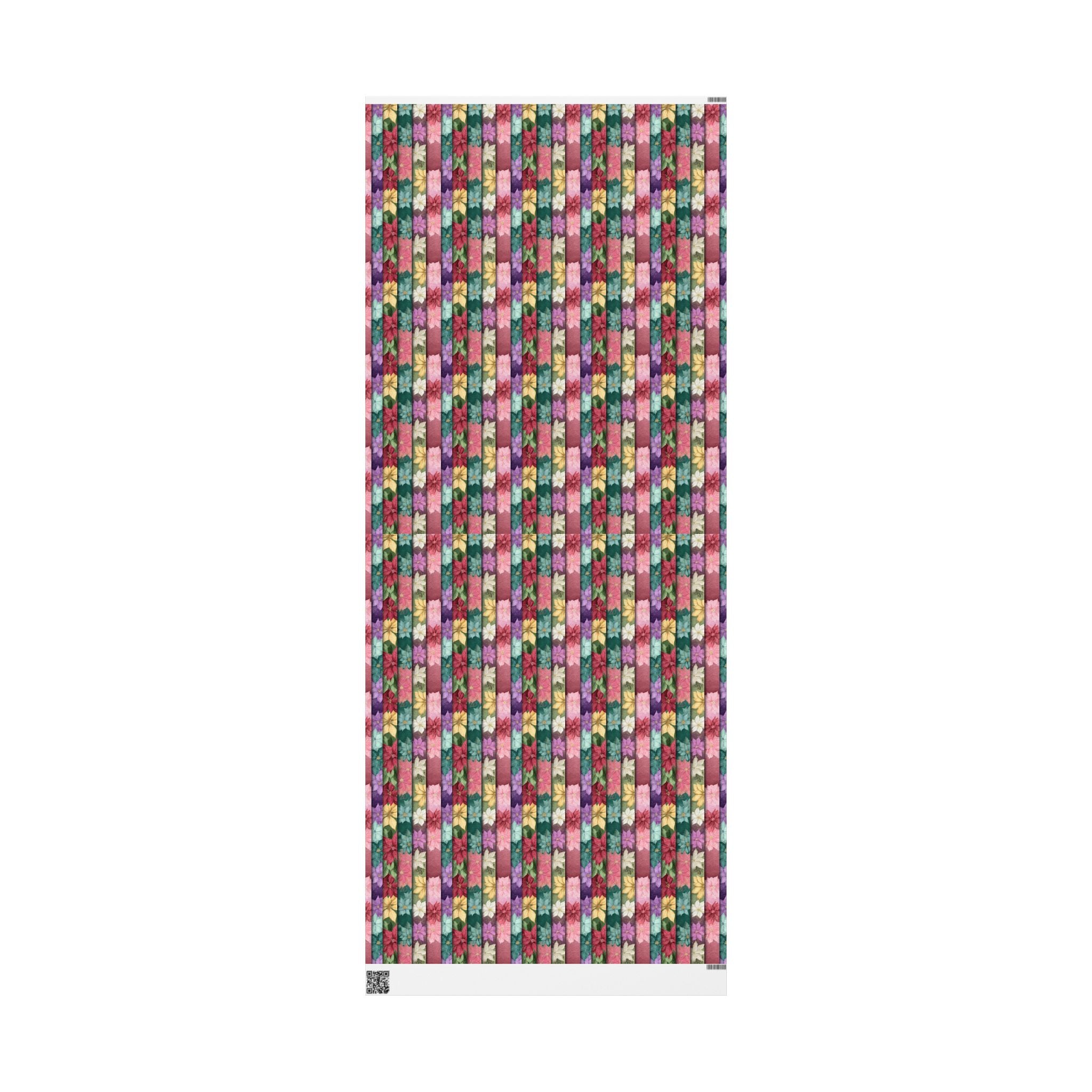 Floral Poinsettia Wrapping Paper — Festive Multicolor Holiday Gift Wrap Roll