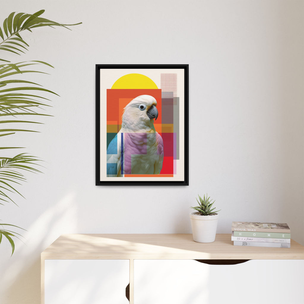 Cockatoo Chromatics Framed Print: Geometric Wildlife Portrait, Contemporary Art Print   |  Personalized & Custom Orders Available