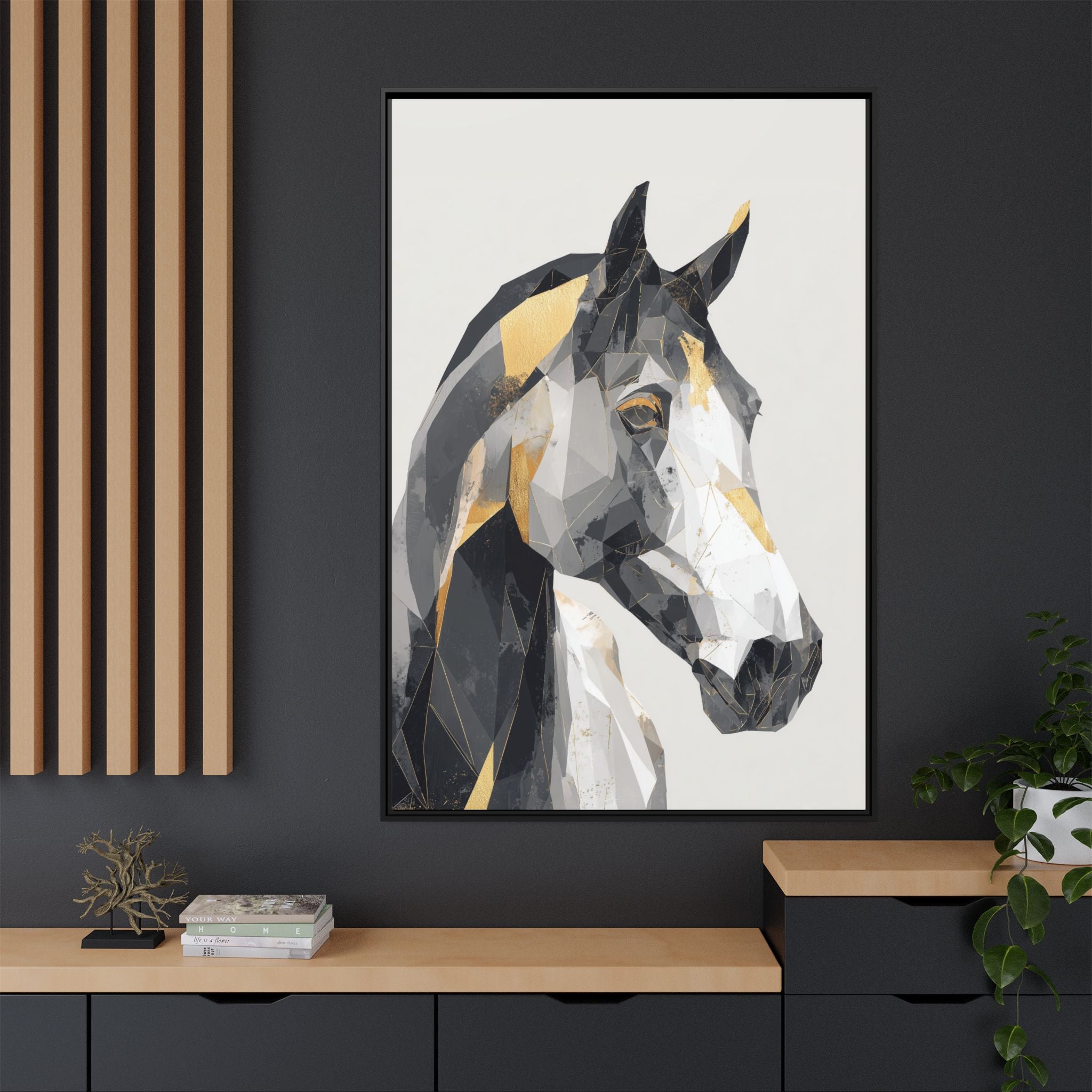 Geometric Equine Framed Print : Polygonal Horse Portrait, Modern Abstract Geometric Art   |  Personalized & Custom Orders Available