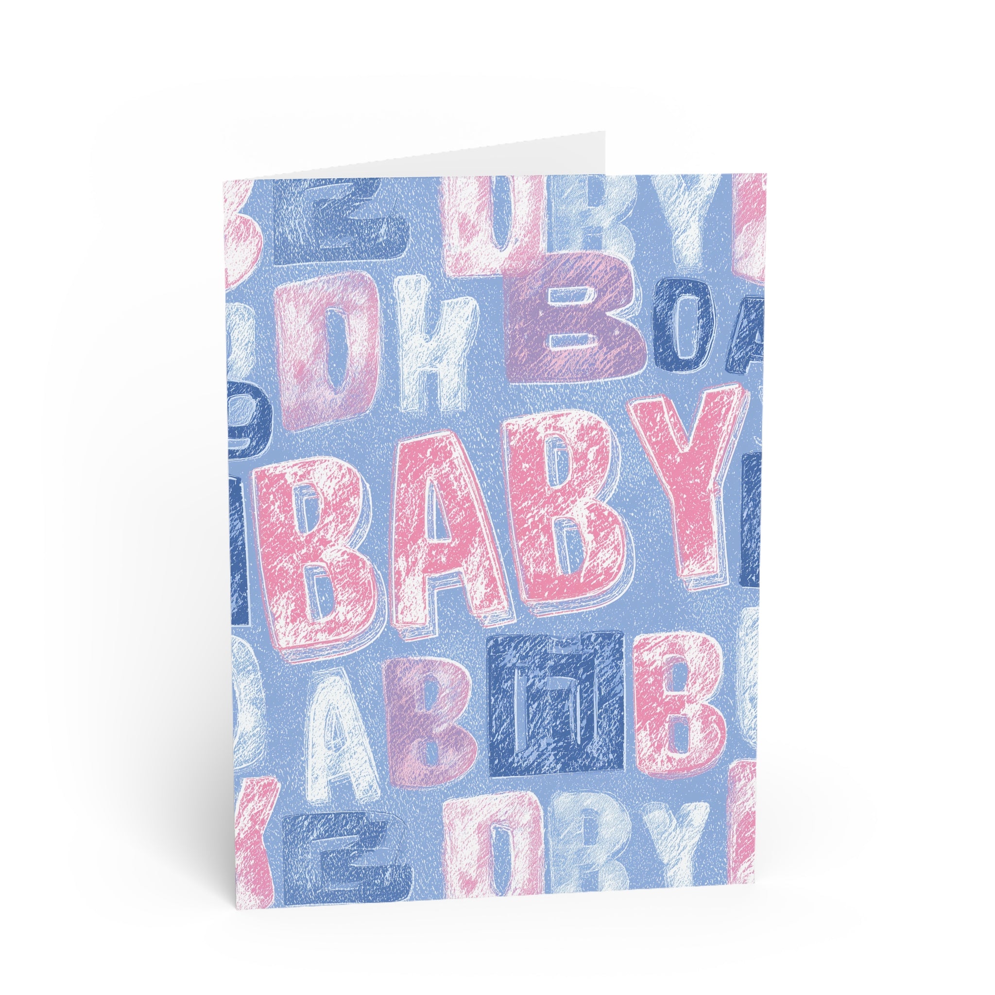 Baby Blocks Greeting Card — Pink & Blue New Baby Announcement Card