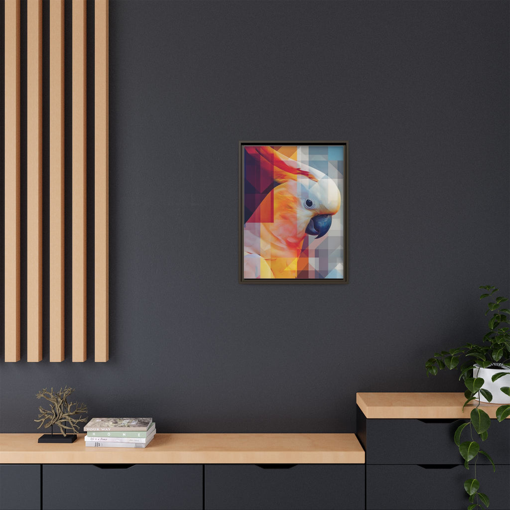 Prismatic Cockatoo Framed Print: Geometric Portrait, Digital Mosaic Artwork   |  Personalized & Custom Orders Available
