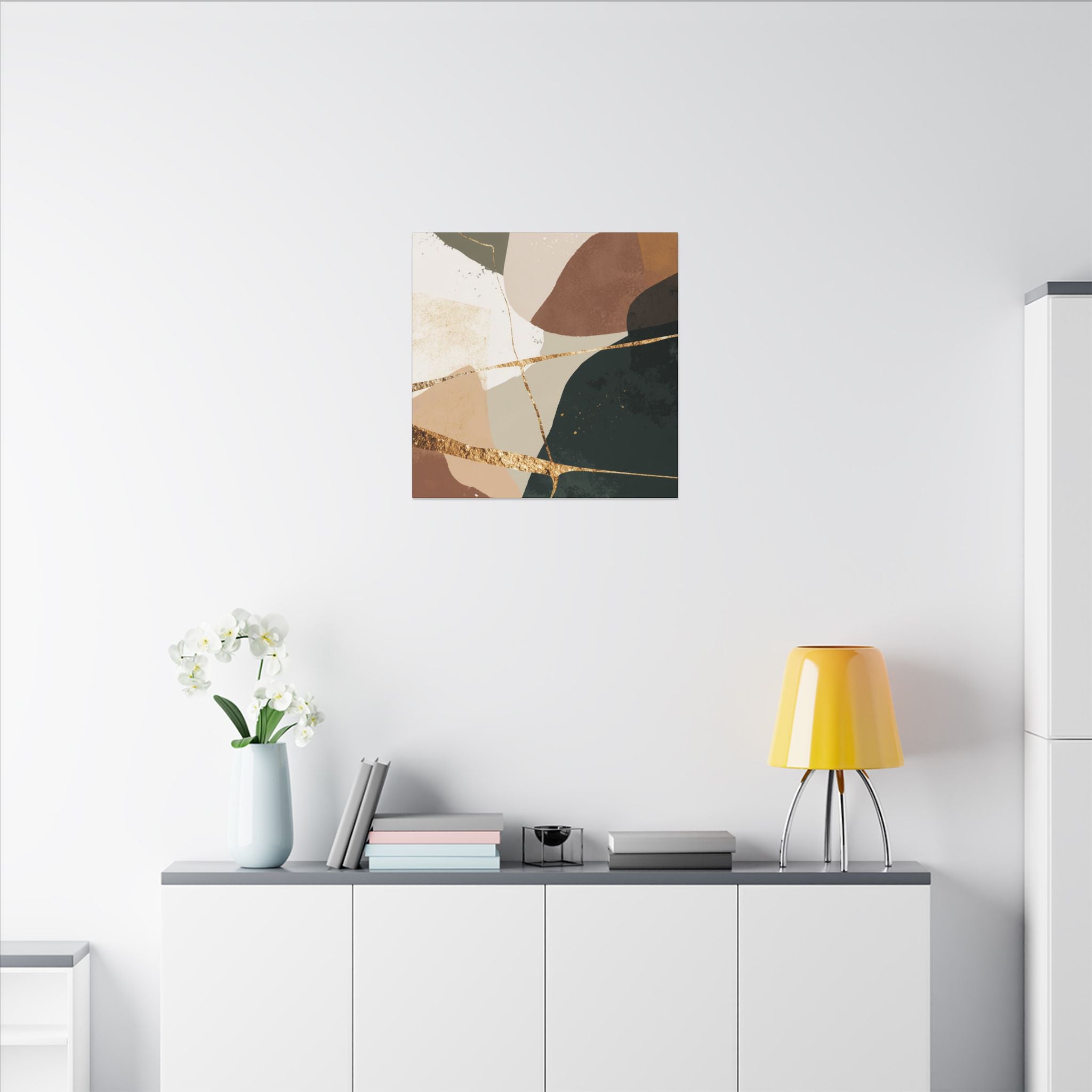 Canvas Print, Abstract Earthy Gold Wall Art, Modern Designer Home Decor, Stretched Matte Canvas; Thick, Multi-Size, Office Decor