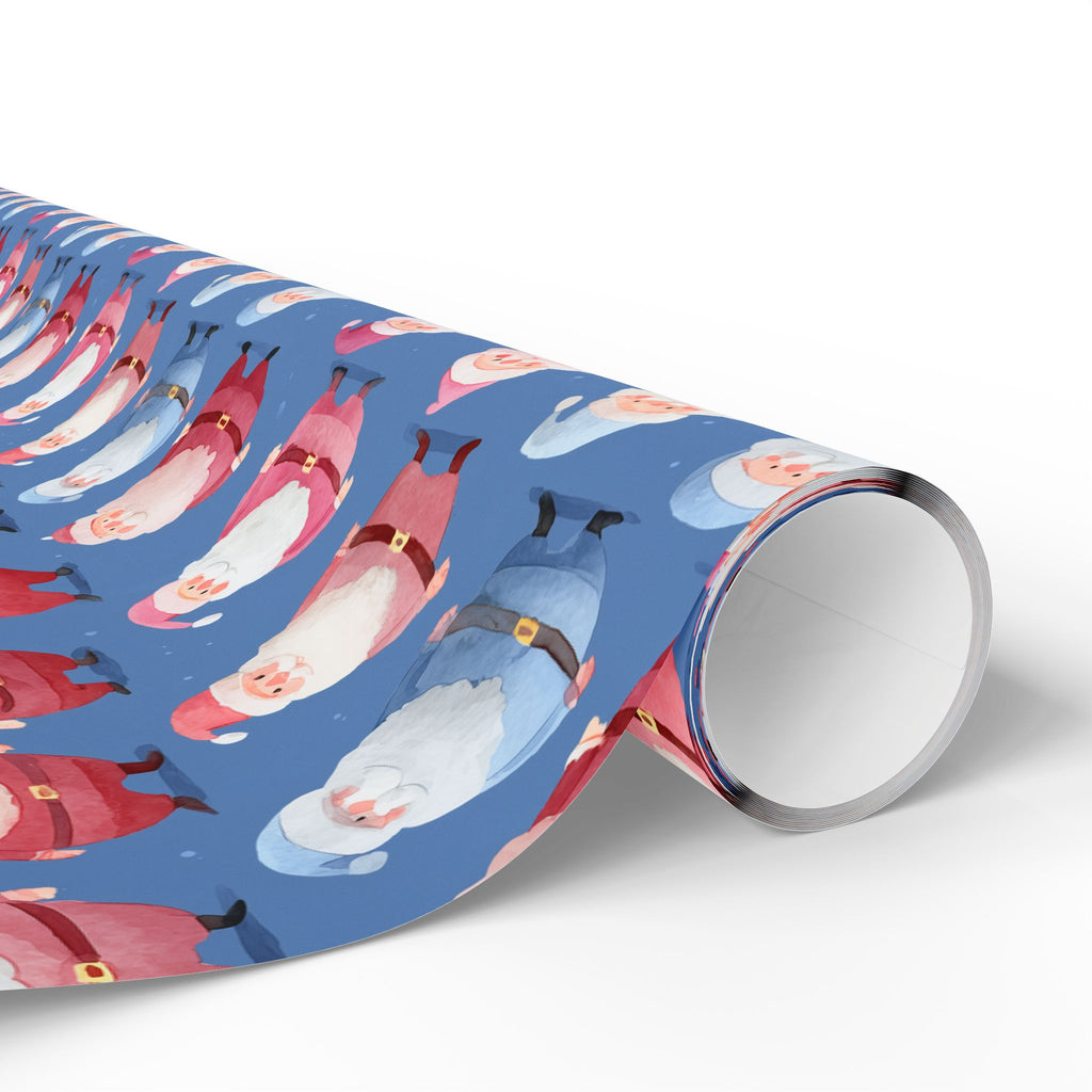 Santa Pattern Wrapping Paper Roll — Festive Blue Christmas Gift Wrap