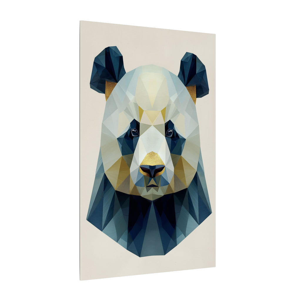 Geometric Panda: Low-Poly Animal Art, Modern Minimalist Design, Blue and Gold Illustration   |  Personalized & Custom Orders Available