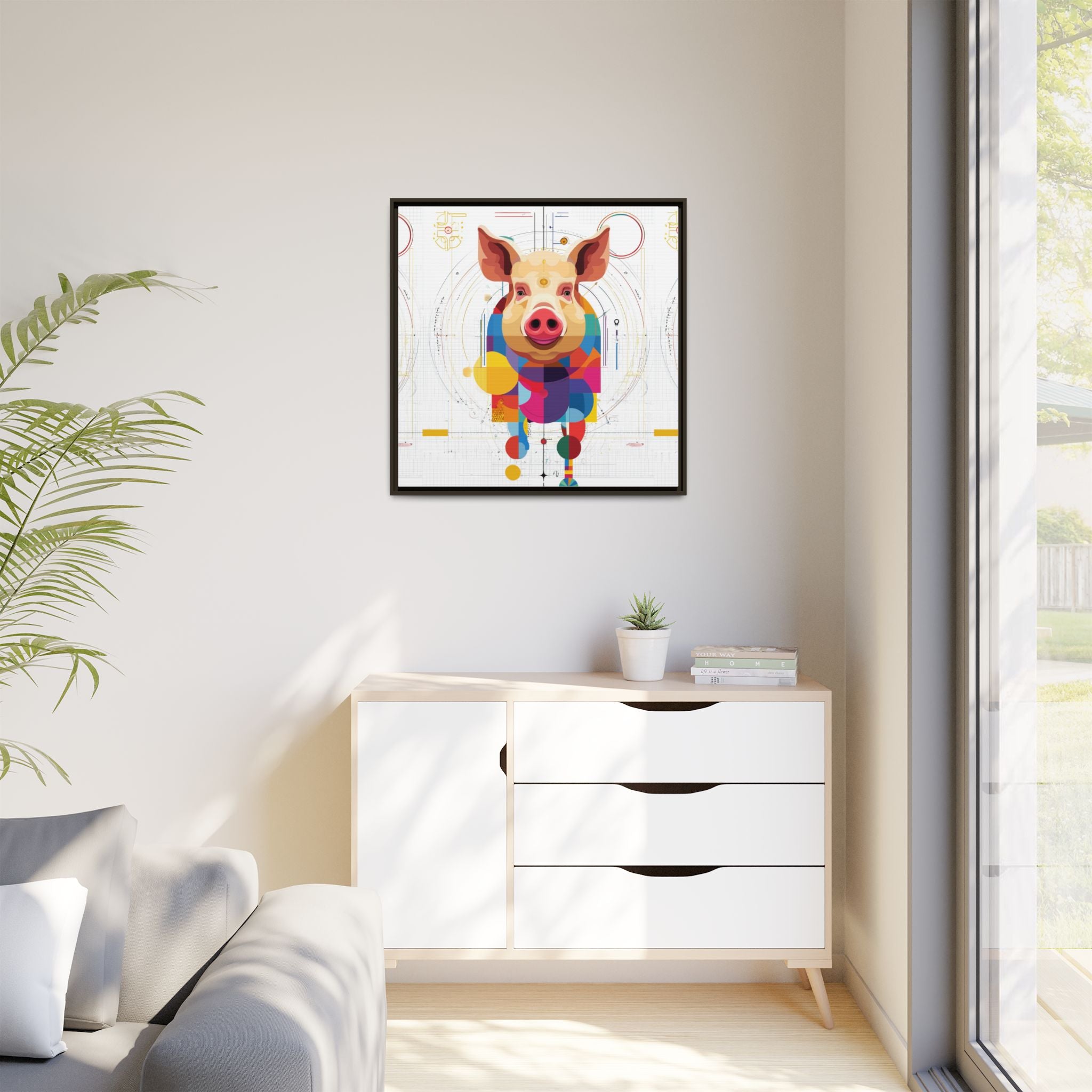Geometric Pig: Digital Cubist Portrait, Mathematical Animal Abstraction   |    Custom Orders Available