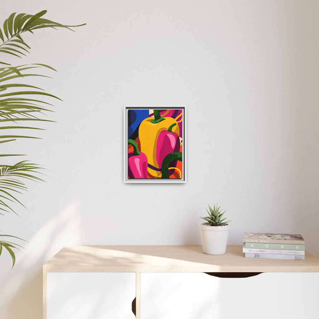 Canvas Art, Abstract Geometric Bell Peppers, Framed Wall Decor Print, Kitchen Wall Art, Modern Home Decor, Foodie Gift