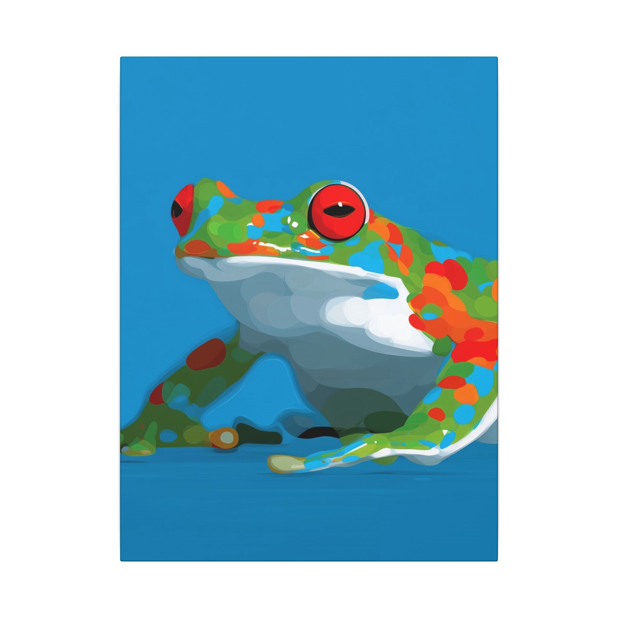 Chromatic Amphibian: Geometric Frog Portrait, Digital Illustration in Bold Color Blocks   |    Custom Orders Available