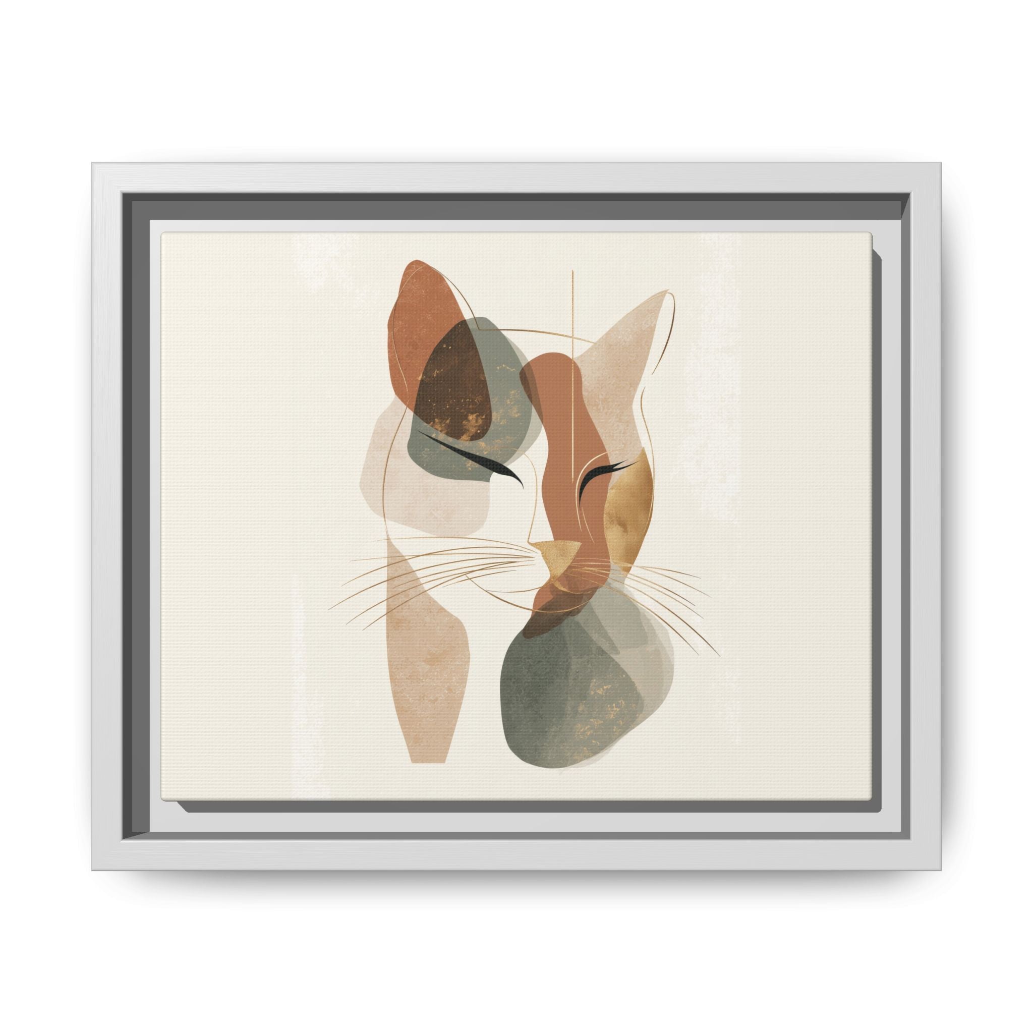 Feline Geometry: Abstract Cat Portrait, Minimalist Earth Tones   |  Personalized & Custom Orders Available