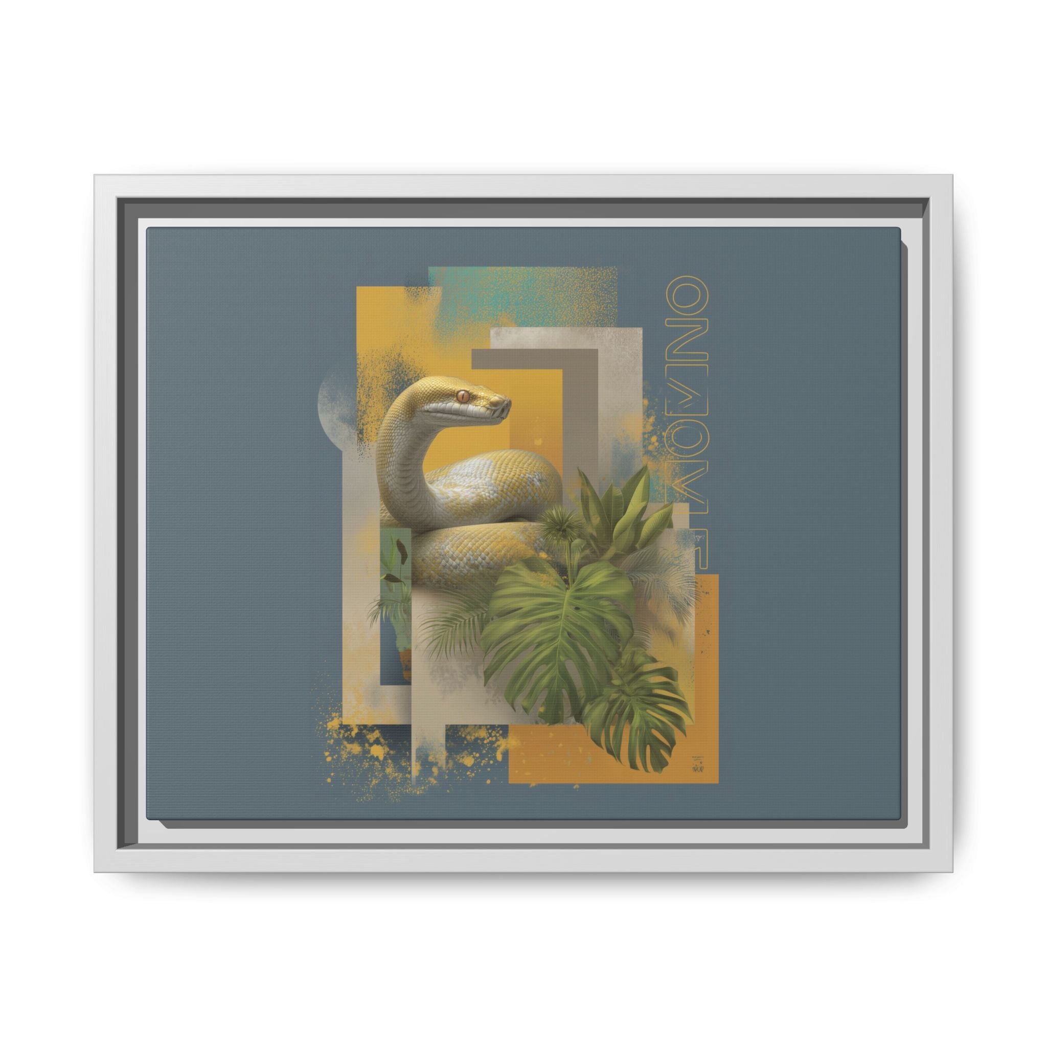 Serpent in Geometry: Tropical Albino Snake Portrait, Modern Botanical Illustration   |    Custom Orders Available