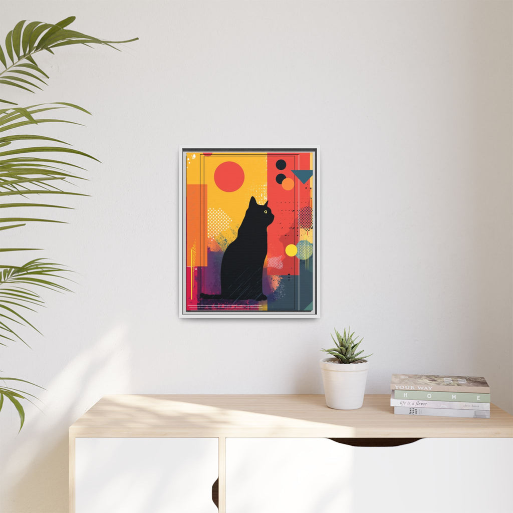 Feline Geometry Framed Print: Abstract Cat Silhouette, Retro Digital Design   |  Personalized & Custom Orders Available