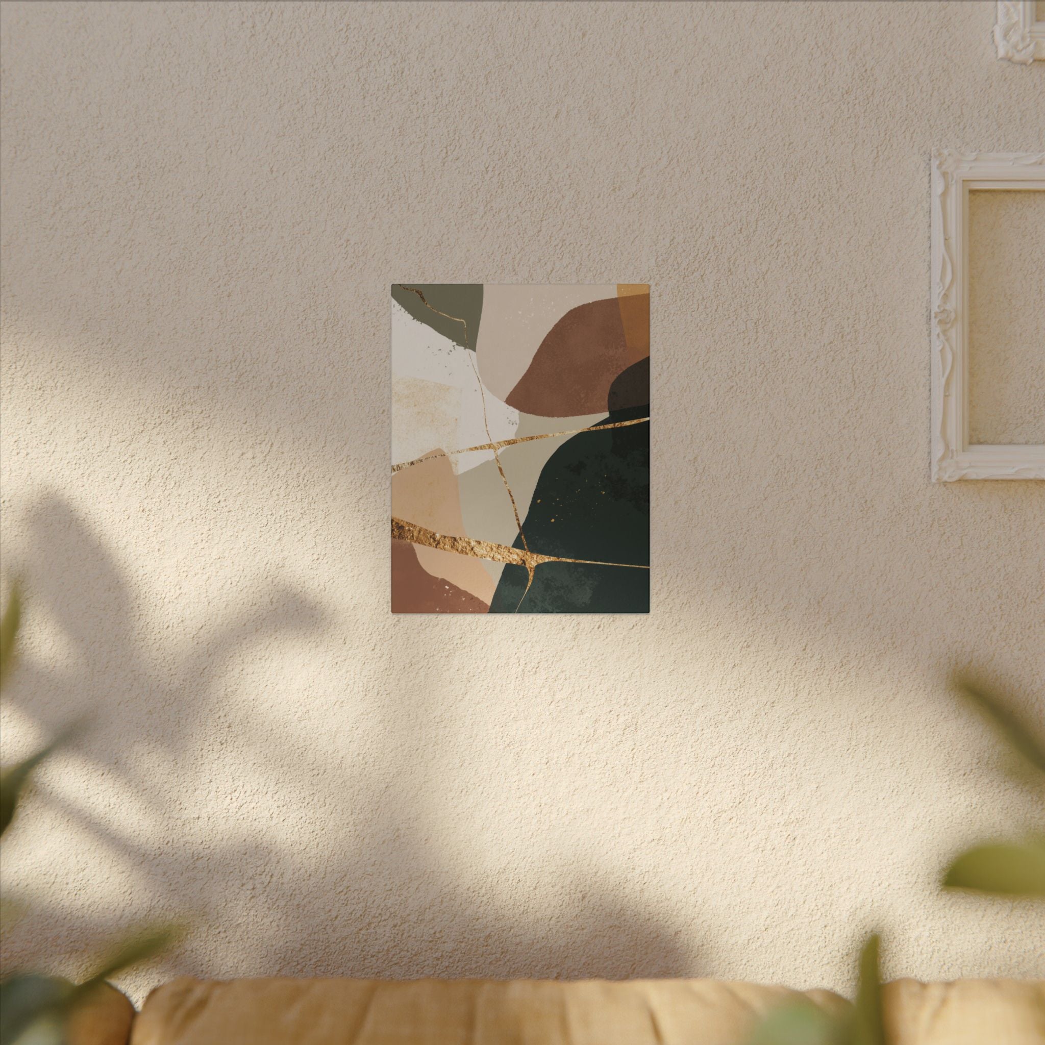 Canvas Print, Abstract Earthy Gold Wall Art, Modern Designer Home Decor, Stretched Matte Canvas; Thick, Multi-Size, Office Decor