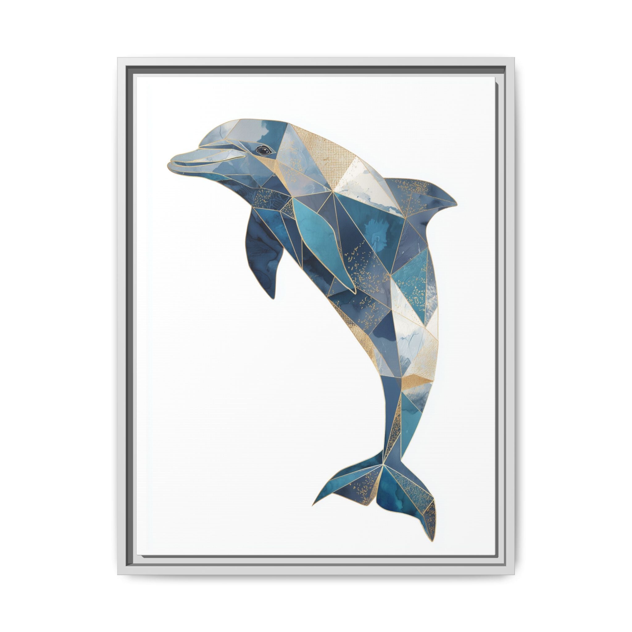 Geometric Dolphin Mosaic Framed Print , Contemporary Marine Art   |  Personalized & Custom Orders Available