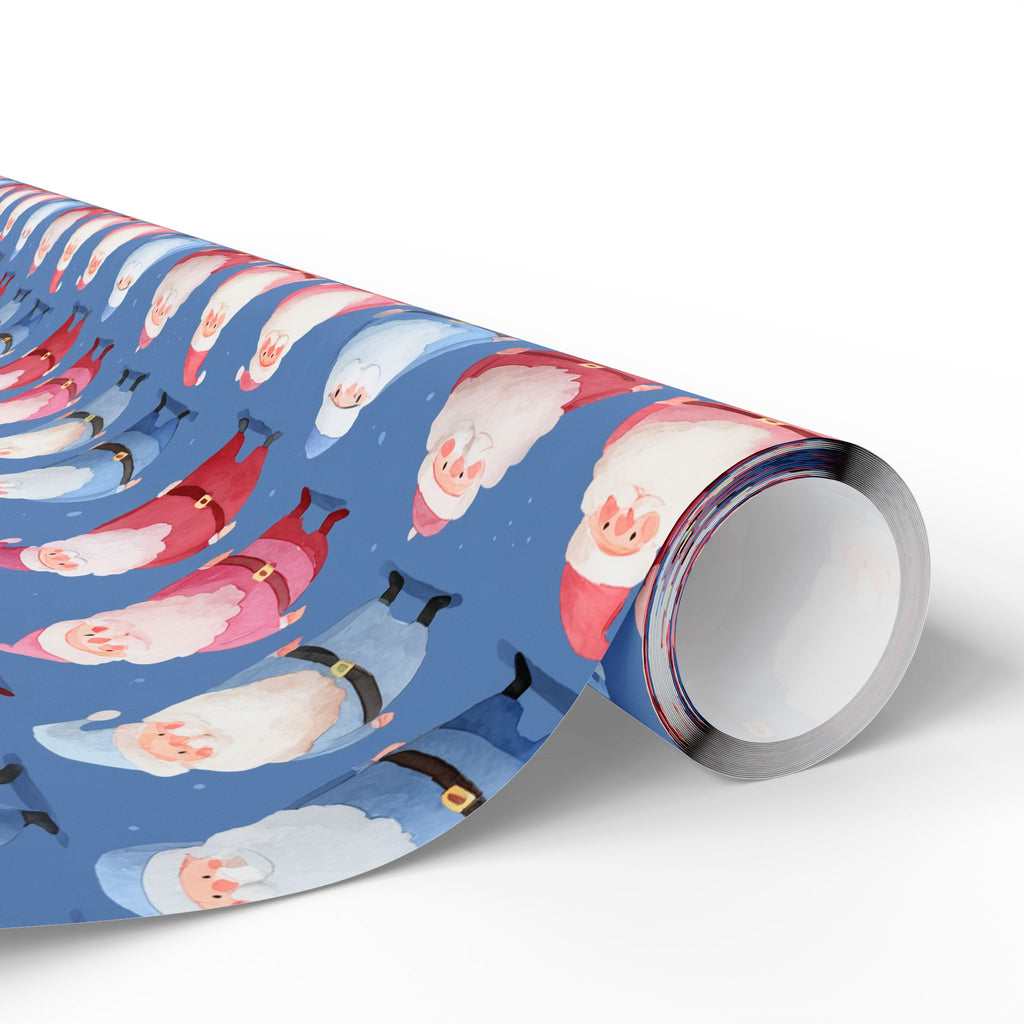 Santa Pattern Wrapping Paper Roll — Festive Blue Christmas Gift Wrap