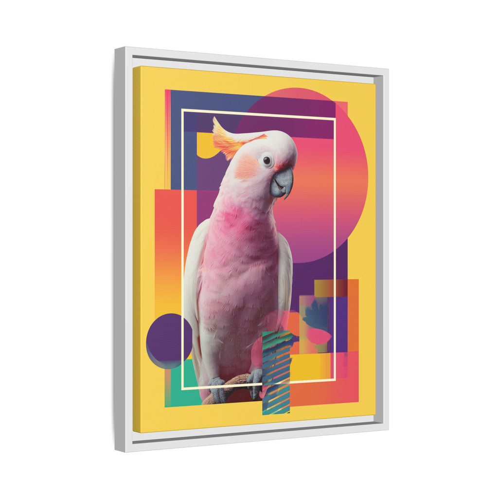 Framed Print, Cockatoo Abstract Geometric Wall Art, Matte Canvas, Colorful Bird Poster, Modern Home Decor, Tropical Animal Painting, Unique
