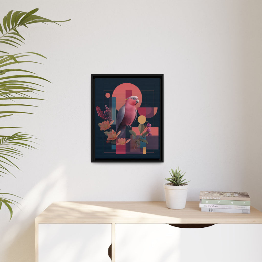 Galah Geometric Framed Print : Stylized Digital Cockatoo Portrait, Contemporary Abstract Botanical    |   Custom Orders Accepted