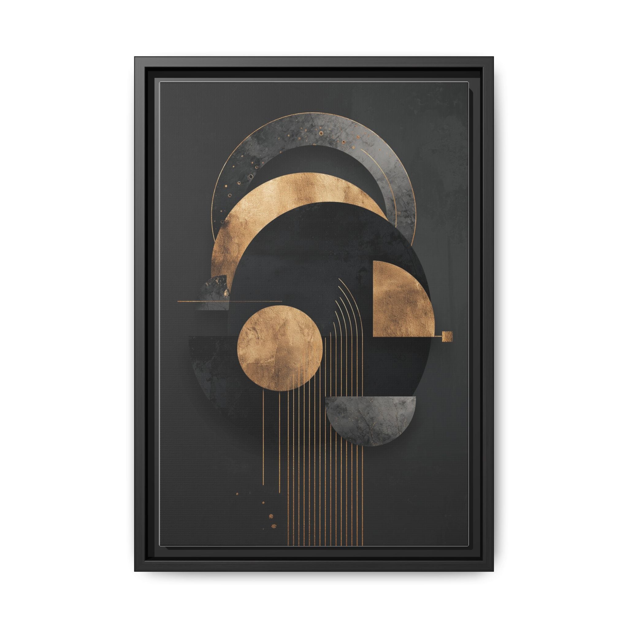 Geometric Resonance: Abstract Gold and Black Design, Minimalist Architectural Art, Modern Metallic Composition   |   Custom Orders Accepted