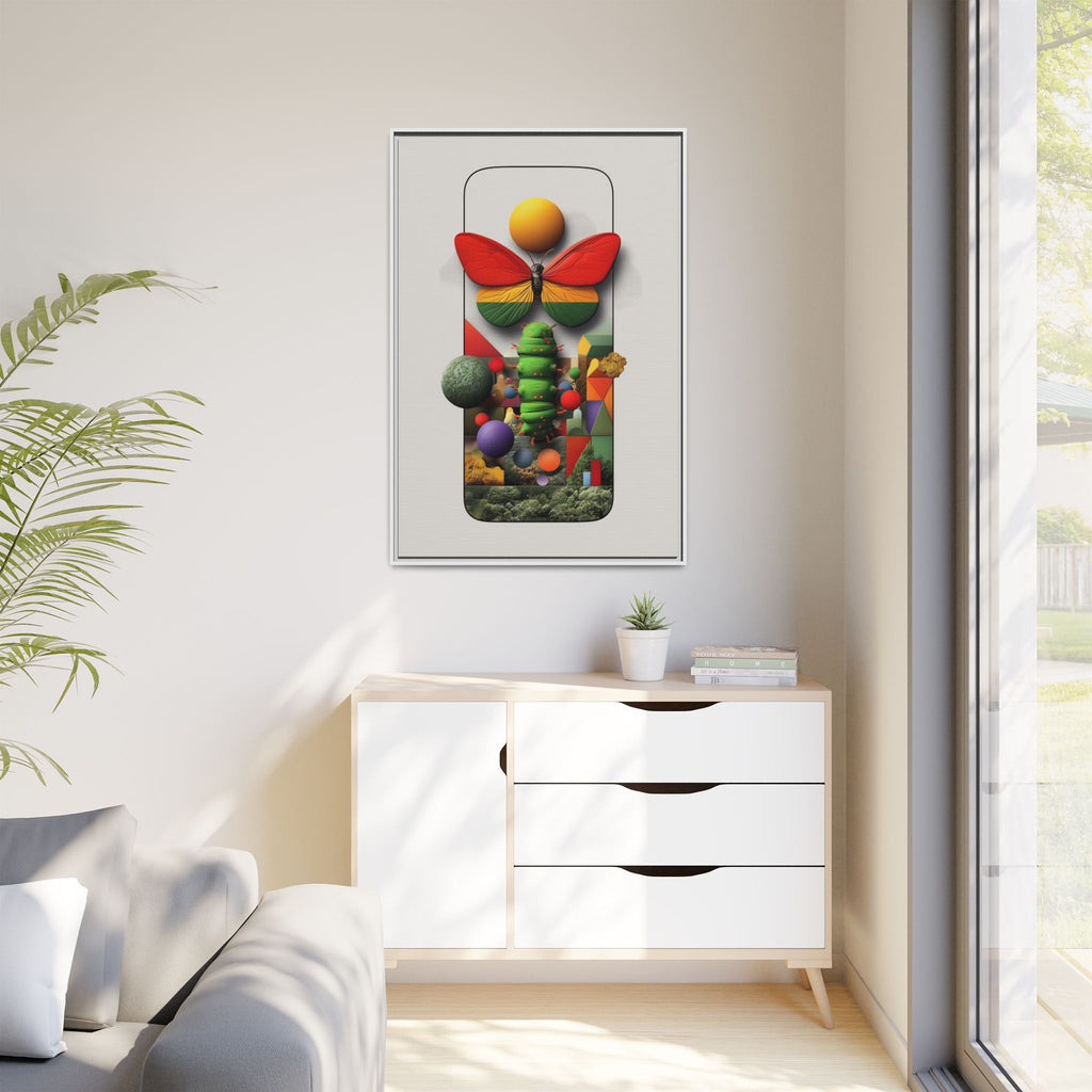 Metamorphosis Framed Print : Geometric Nature Transformation, Vibrant Butterfly Composition   |  Personalized & Custom Orders Available