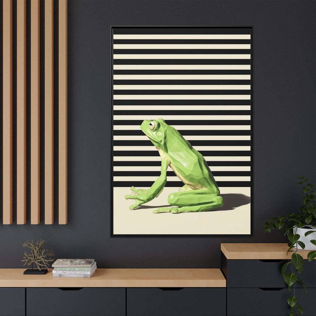 Geometric Frog Framed Print : Low-Poly Amphibian Design, Contemporary Minimalist Art   |  Personalized & Custom Orders Available