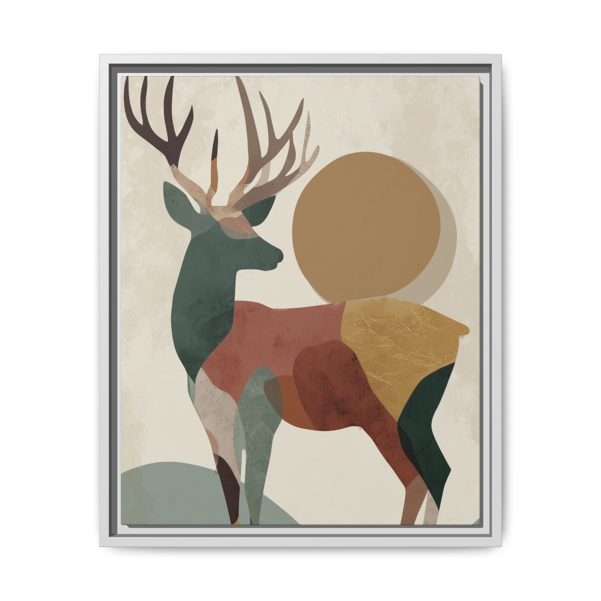 Geometric Deer Mosaic Framed Print : Modern Abstract Wildlife Art, Minimalist Nature Print   |  Personalized & Custom Orders Available