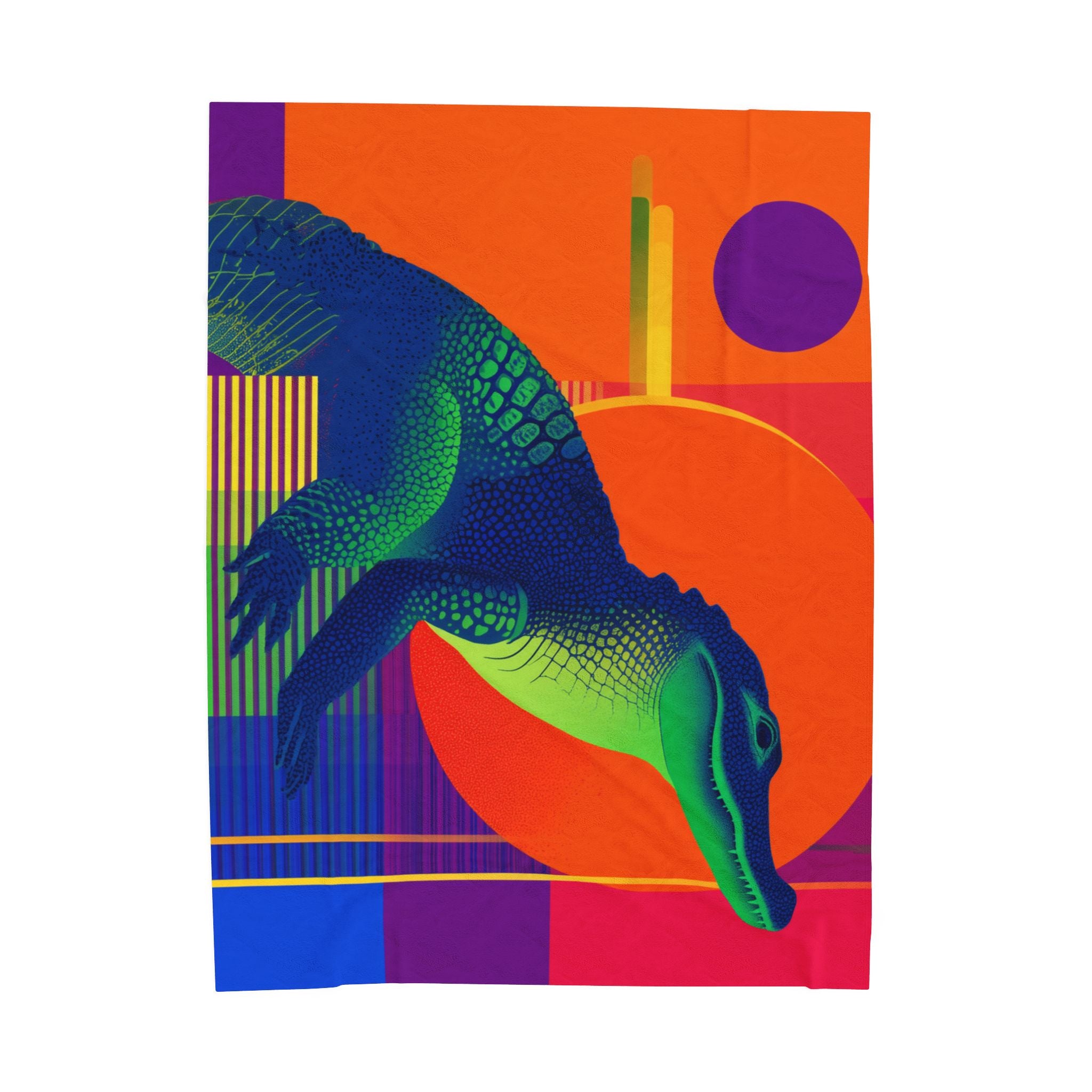 Chromatic Gator Blanket: Geometric Wildlife Art, Vibrant Graphic Design, Modern Illustration   |  Personalized & Custom Orders Available