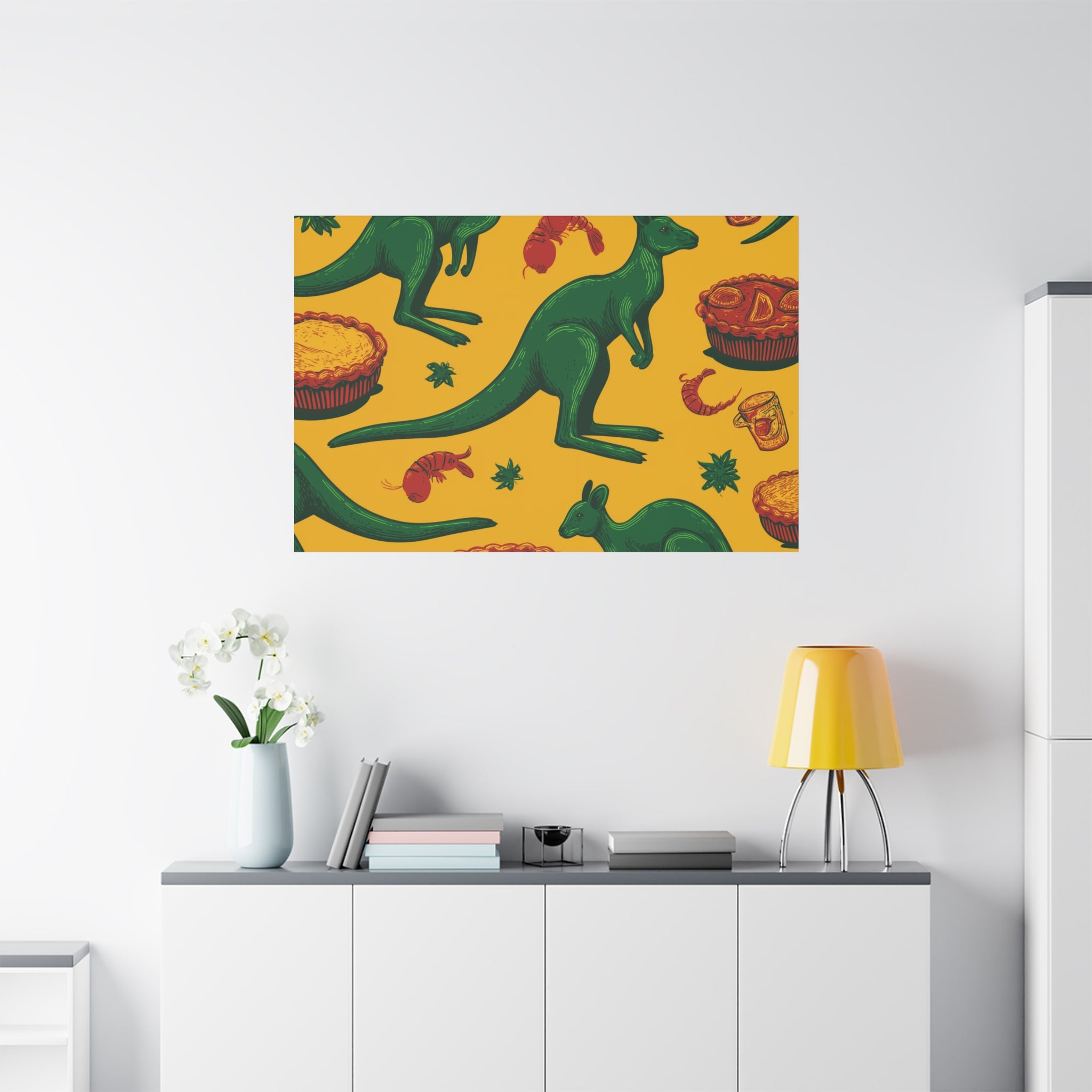 Kangaroo Canvas Wall Art, Vibrant Animal Decor, Unique Gift for Nature Lovers, Fun Kitchen Wall Hanging, Australian Themed Art