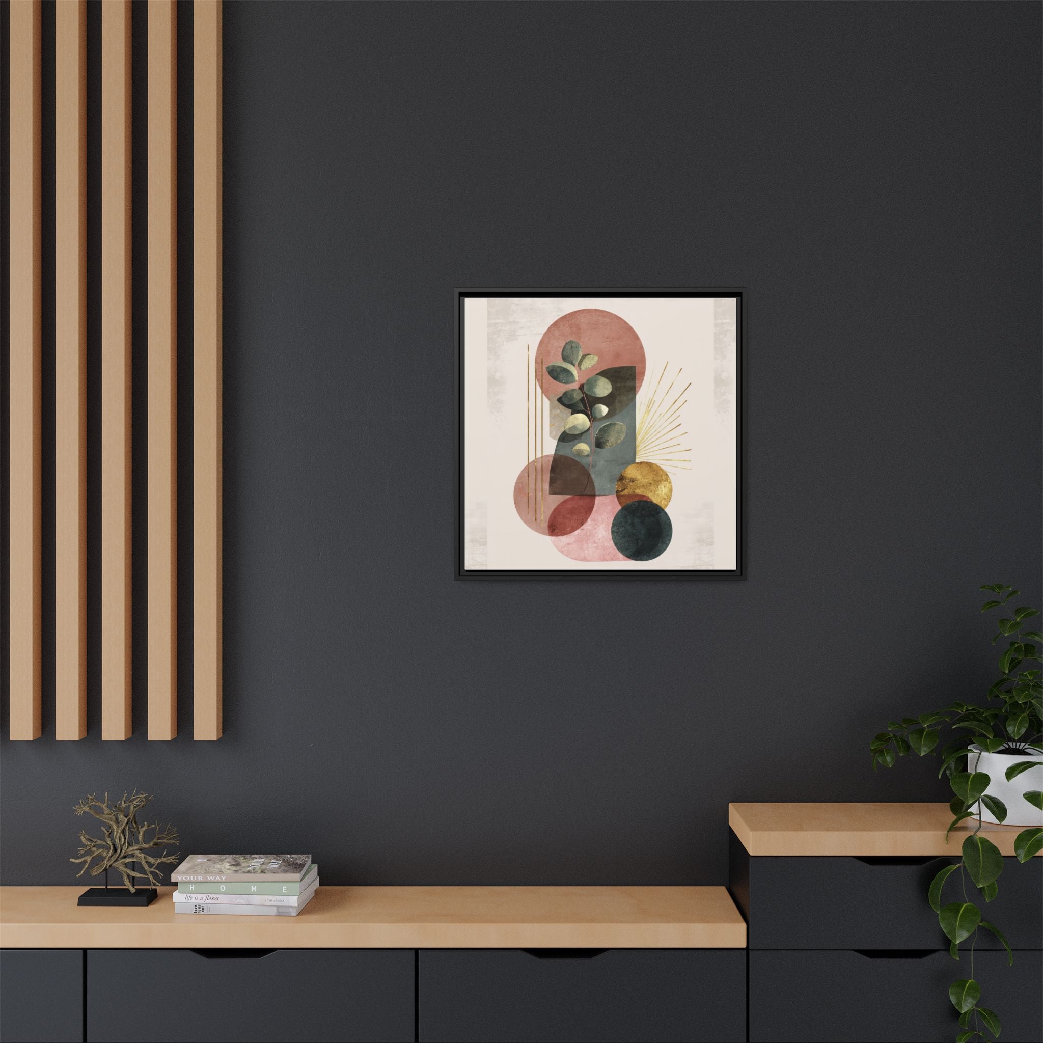 Botanical Geometric Symphony: Eucalyptus Harmony, Metallic Intersections, Modern Earth Tones   |   Custom Orders Accepted