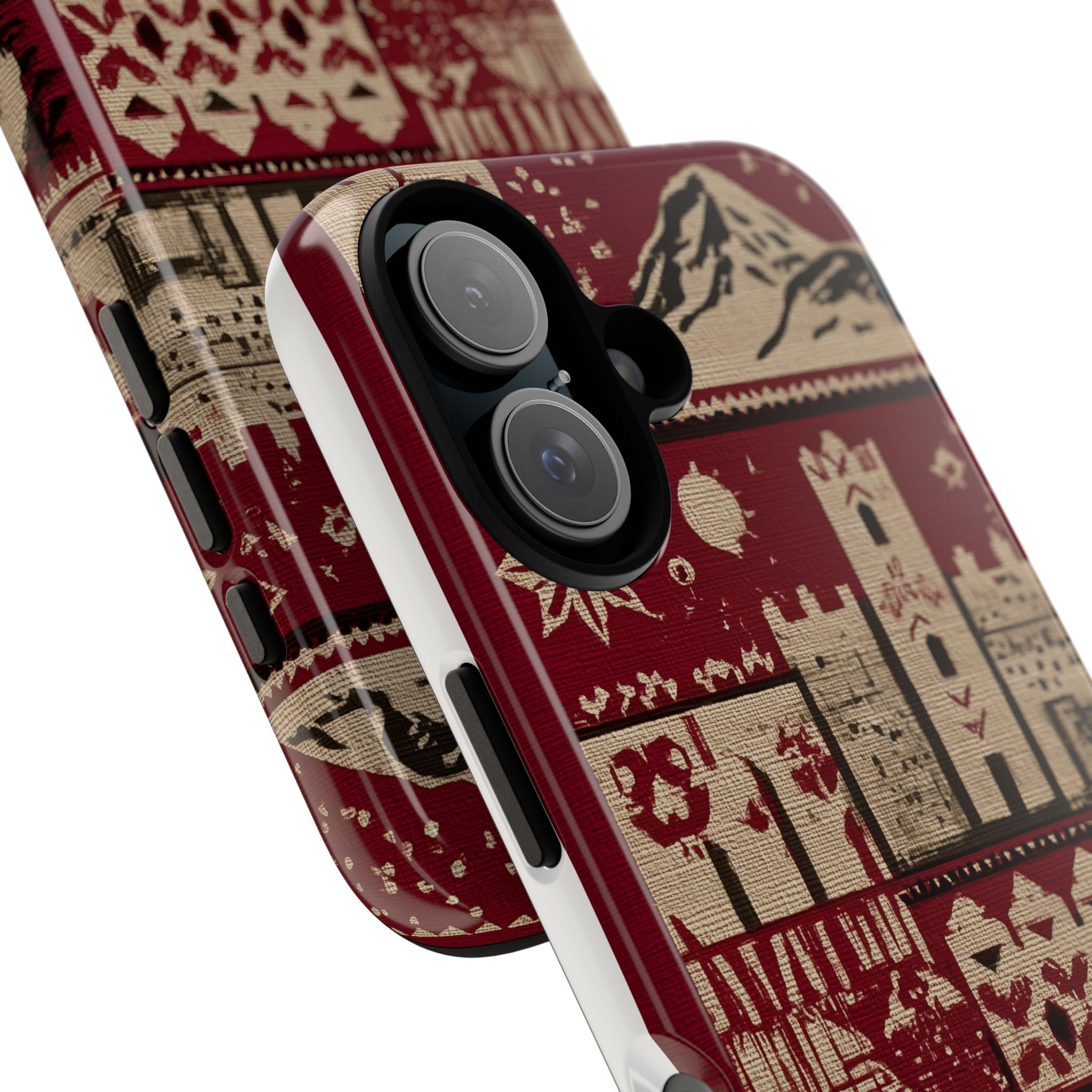 Moroccan Embroided Look Landscape Phone Case, Tough Cases, Nature Lover Gift, Rustic Phone Cover, Fall Aesthetic Cell Phone Accessory