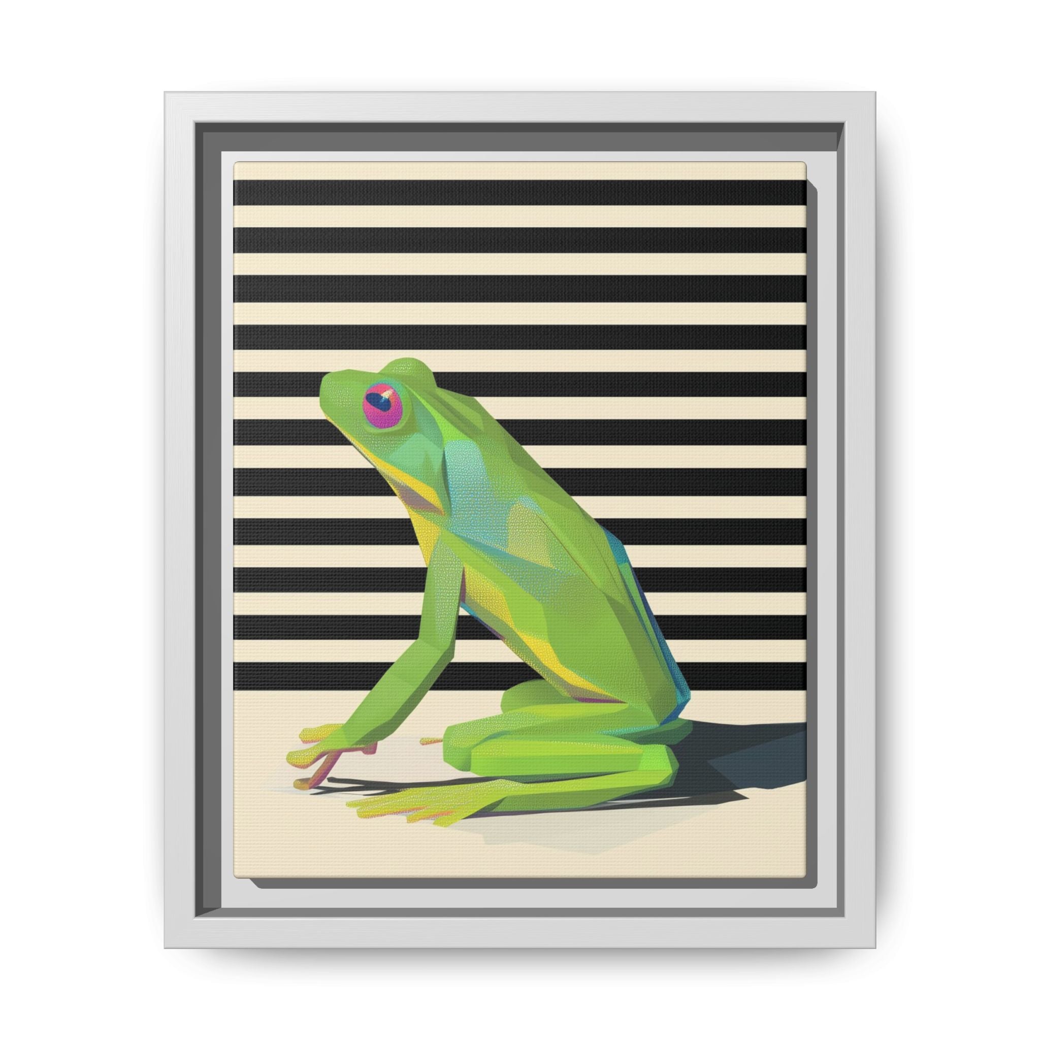 Stylized Frog Portrait Framed Print , Minimalist Pop Art Design   |  Personalized & Custom Orders Available