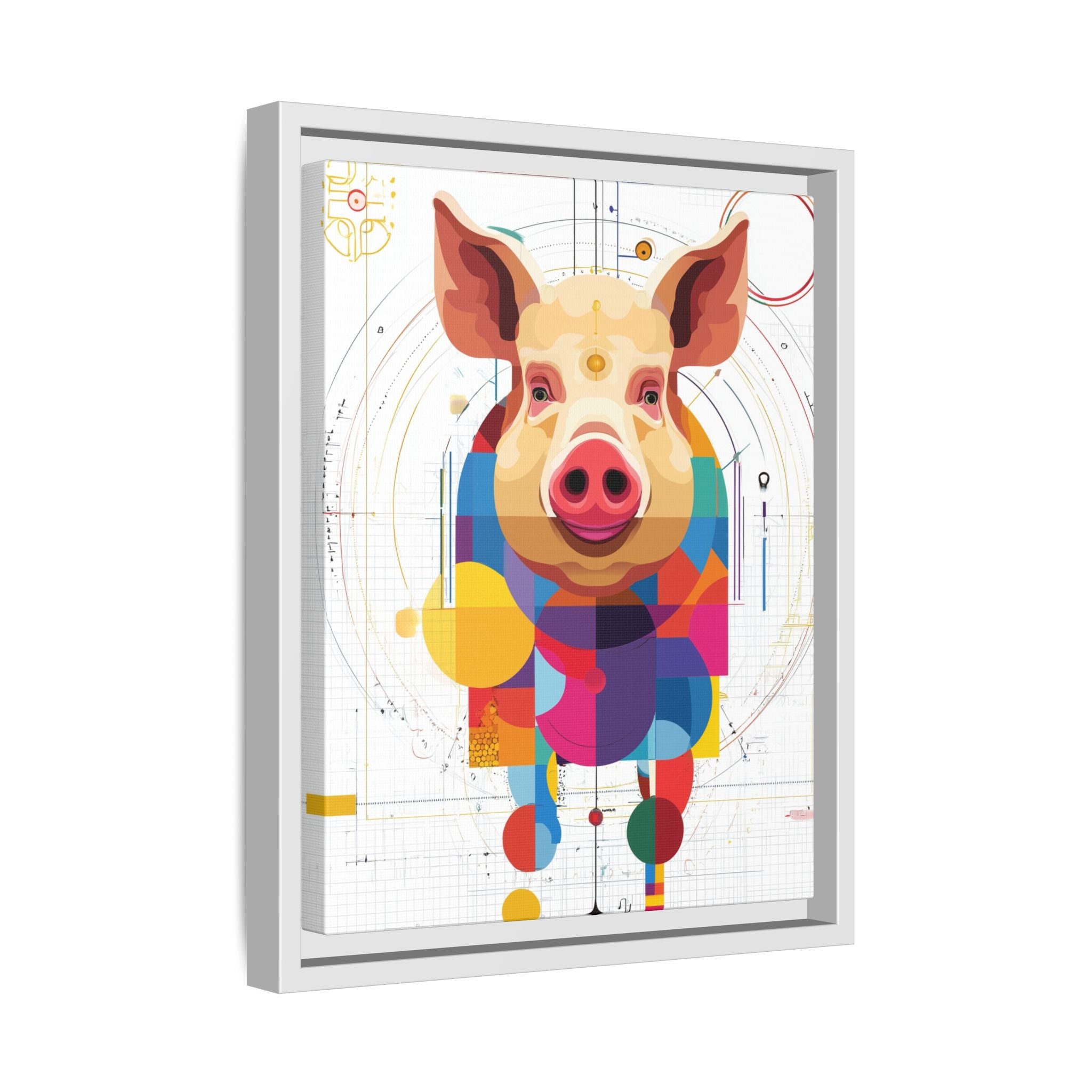 Geometric Pig: Digital Cubist Portrait, Mathematical Animal Abstraction   |    Custom Orders Available