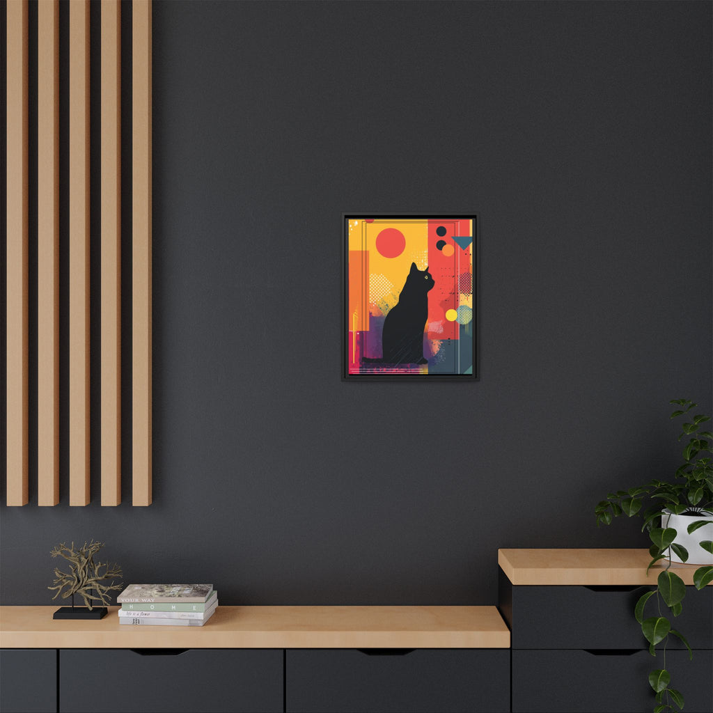 Feline Geometry Framed Print: Abstract Cat Silhouette, Retro Digital Design   |  Personalized & Custom Orders Available