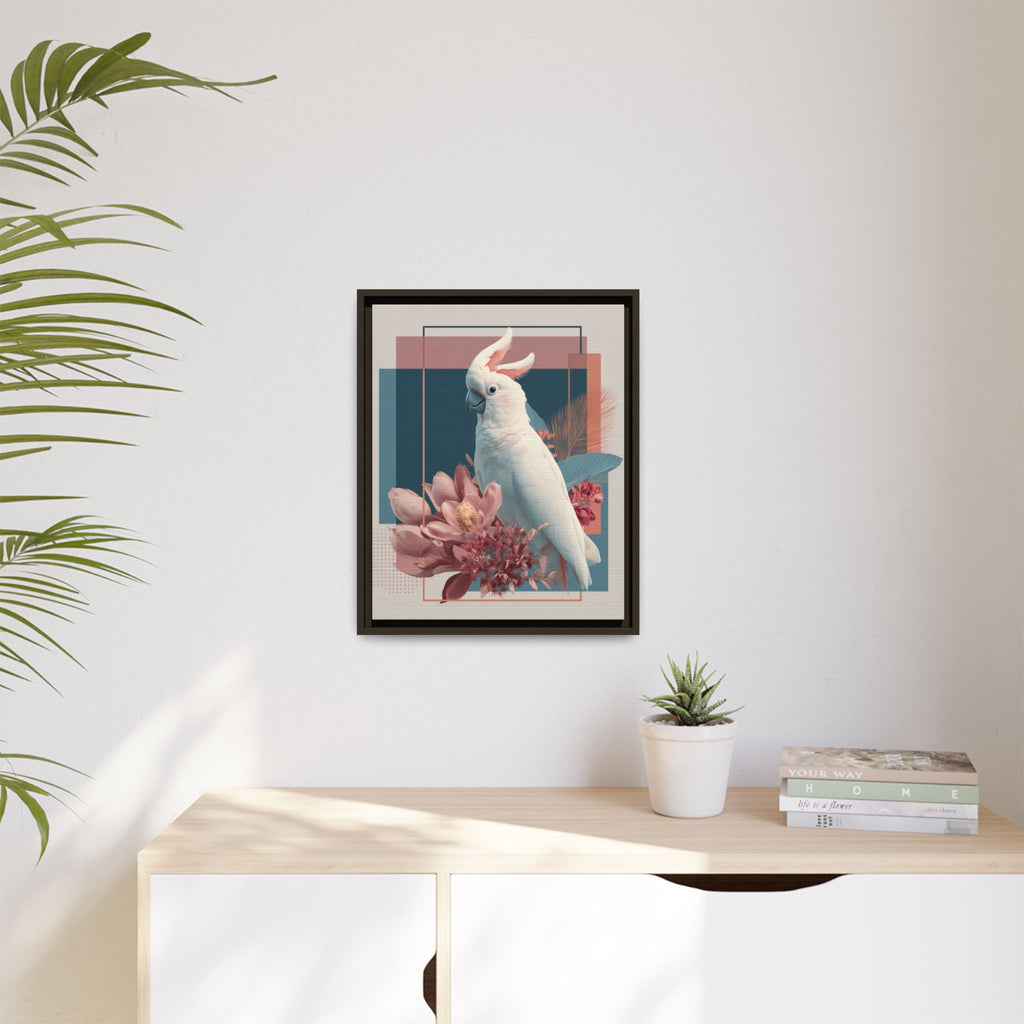 Cockatoo Geometric Framed Print : Modern Wildlife Illustration, Geometric Botanical Fusion   |  Personalized & Custom Orders Available