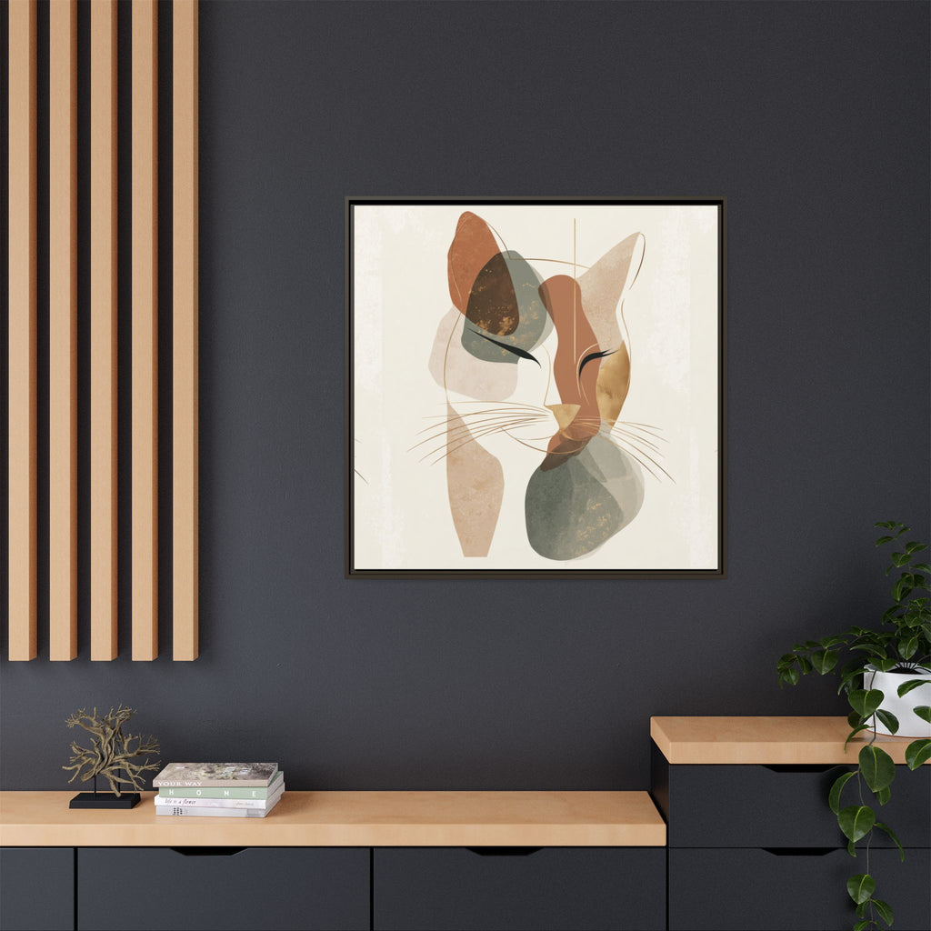 Feline Geometry: Abstract Cat Portrait, Minimalist Earth Tones   |  Personalized & Custom Orders Available