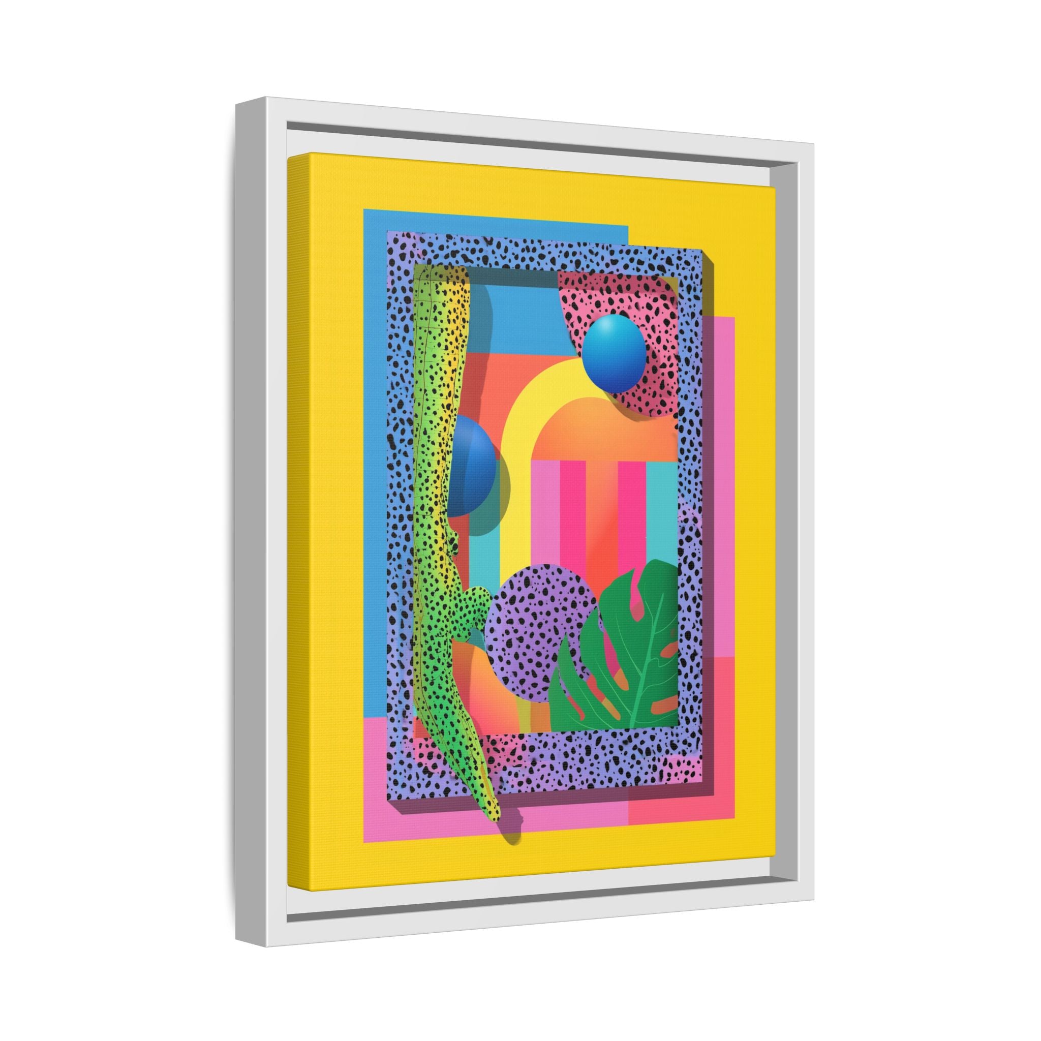 Geometric Rhythms: Abstract Layers of Color, Dimensional Shapes and Tropical Elements, Vibrant Modern Art Composition   |   Custom Orders