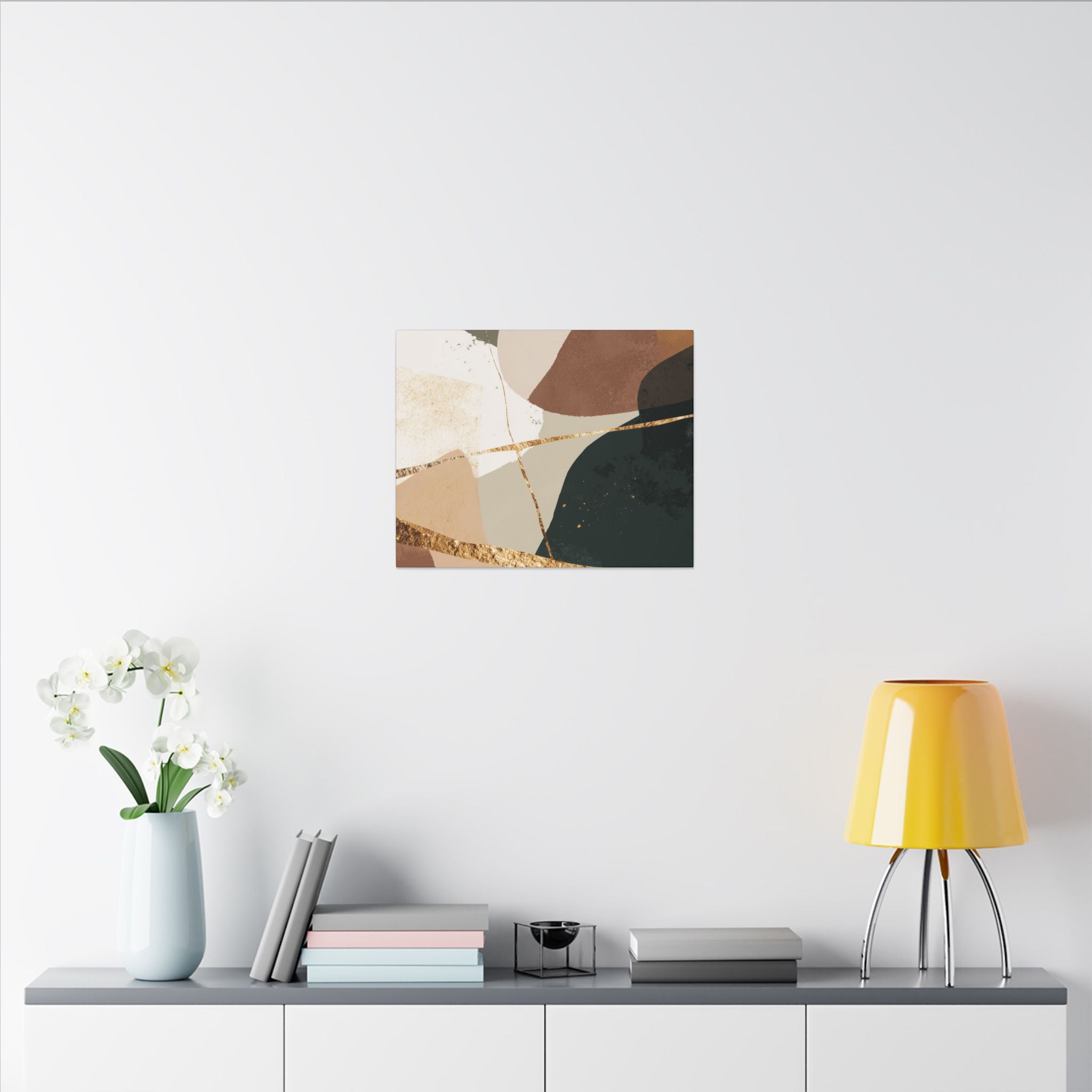 Canvas Print, Abstract Earthy Gold Wall Art, Modern Designer Home Decor, Stretched Matte Canvas; Thick, Multi-Size, Office Decor