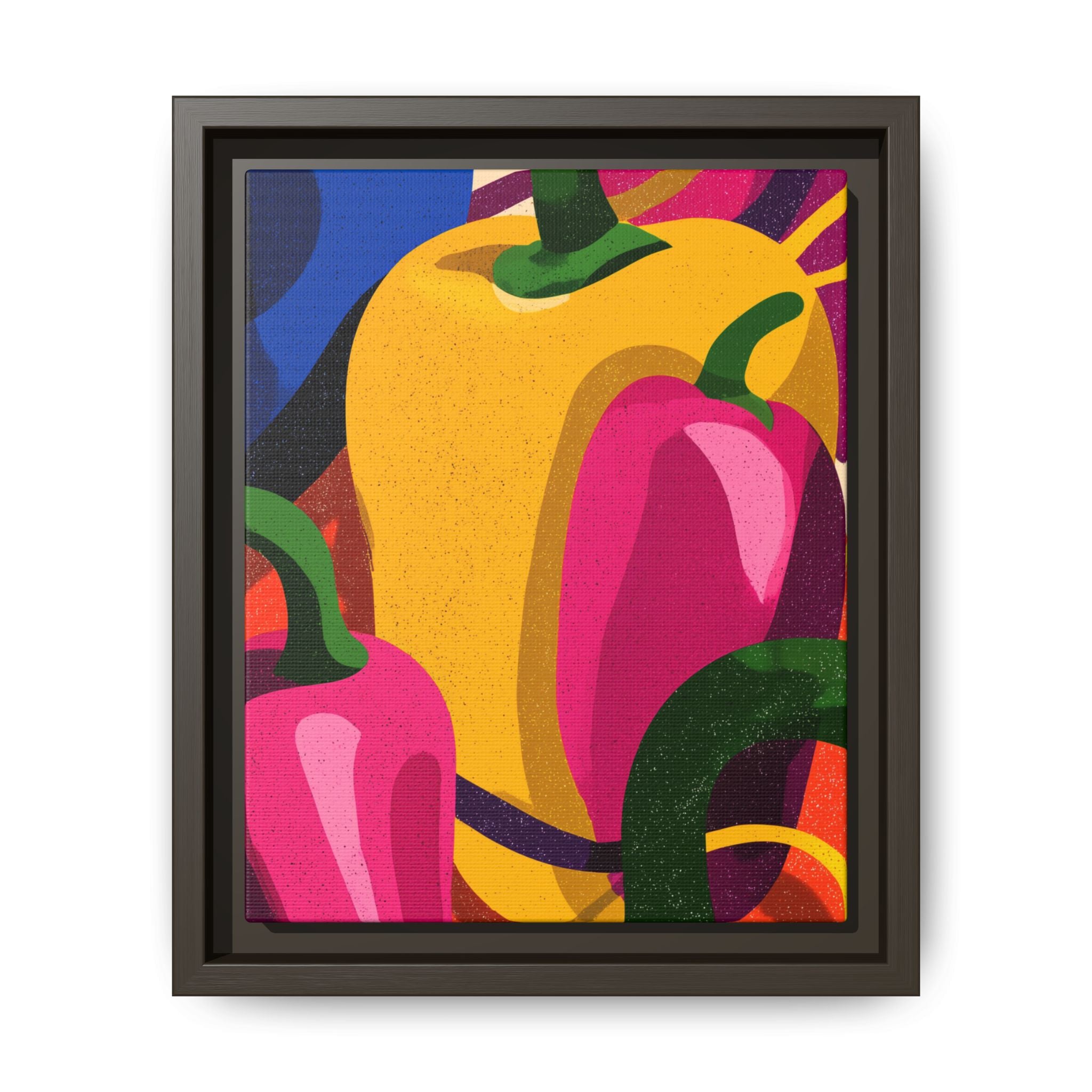 Canvas Art, Abstract Geometric Bell Peppers, Framed Wall Decor Print, Kitchen Wall Art, Modern Home Decor, Foodie Gift
