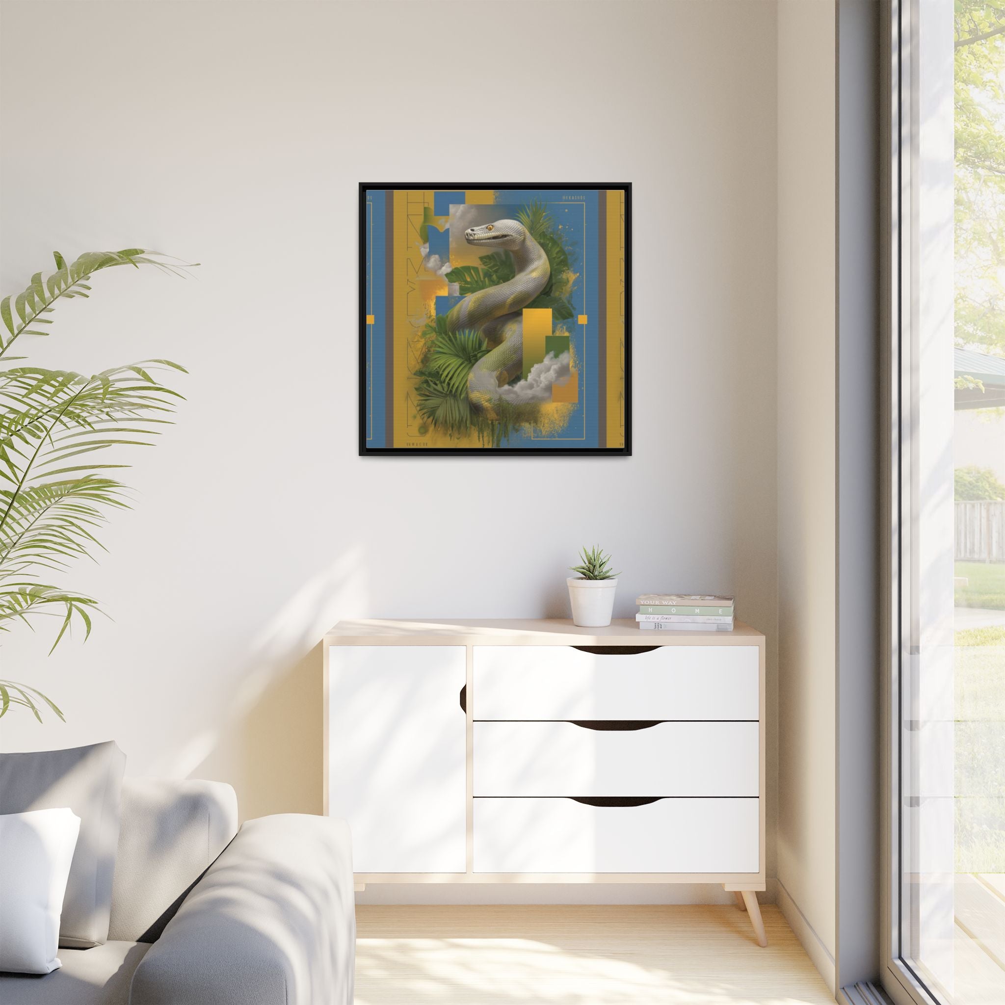 Serpent of Surreal Geometries: Tropical Hyperrealism, Digital Snake Illustration   |    Custom Orders Available