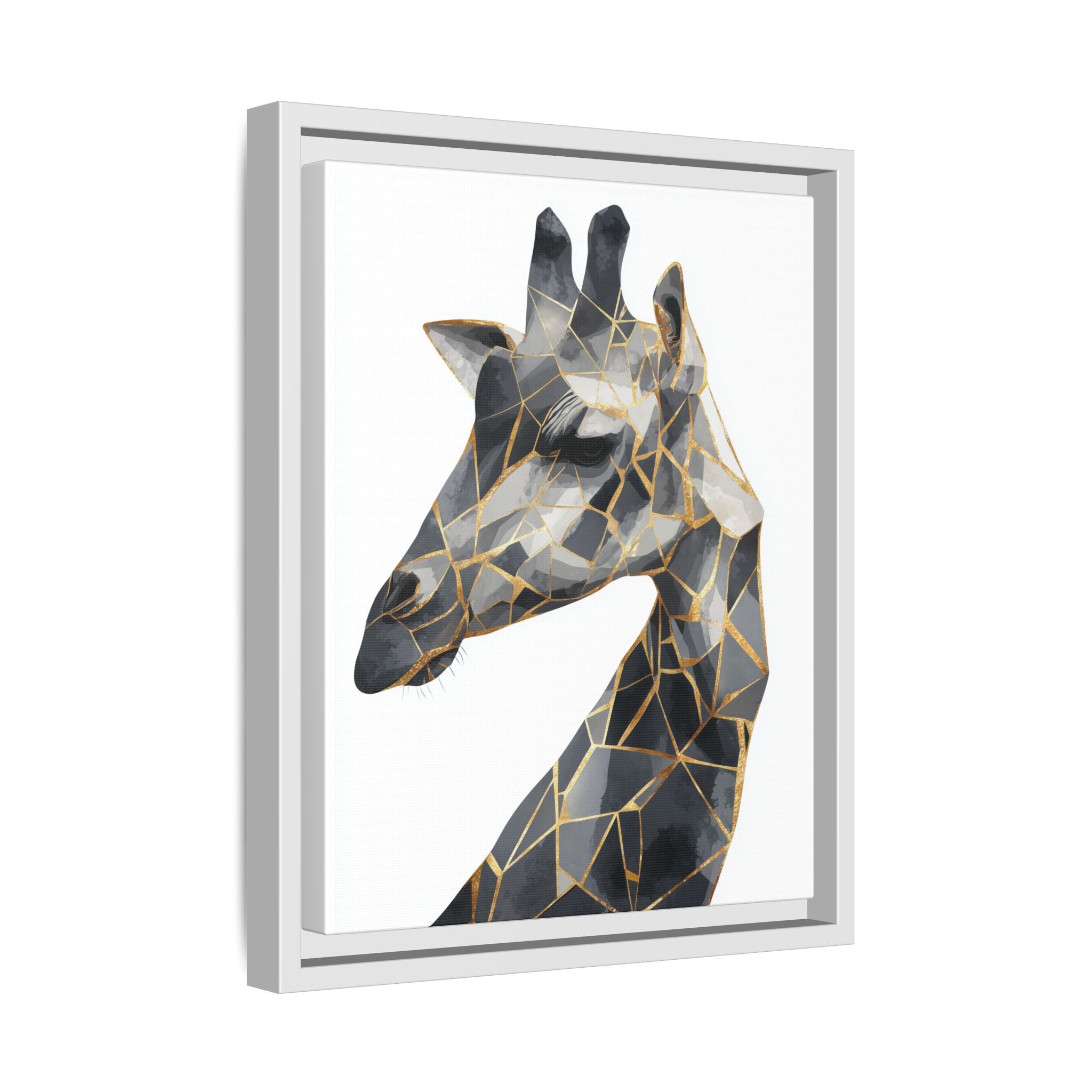 Geometric Giraffe Framed Print : Modern Mosaic Wildlife Art, Contemporary Golden Fragments   |  Personalized & Custom Orders Available